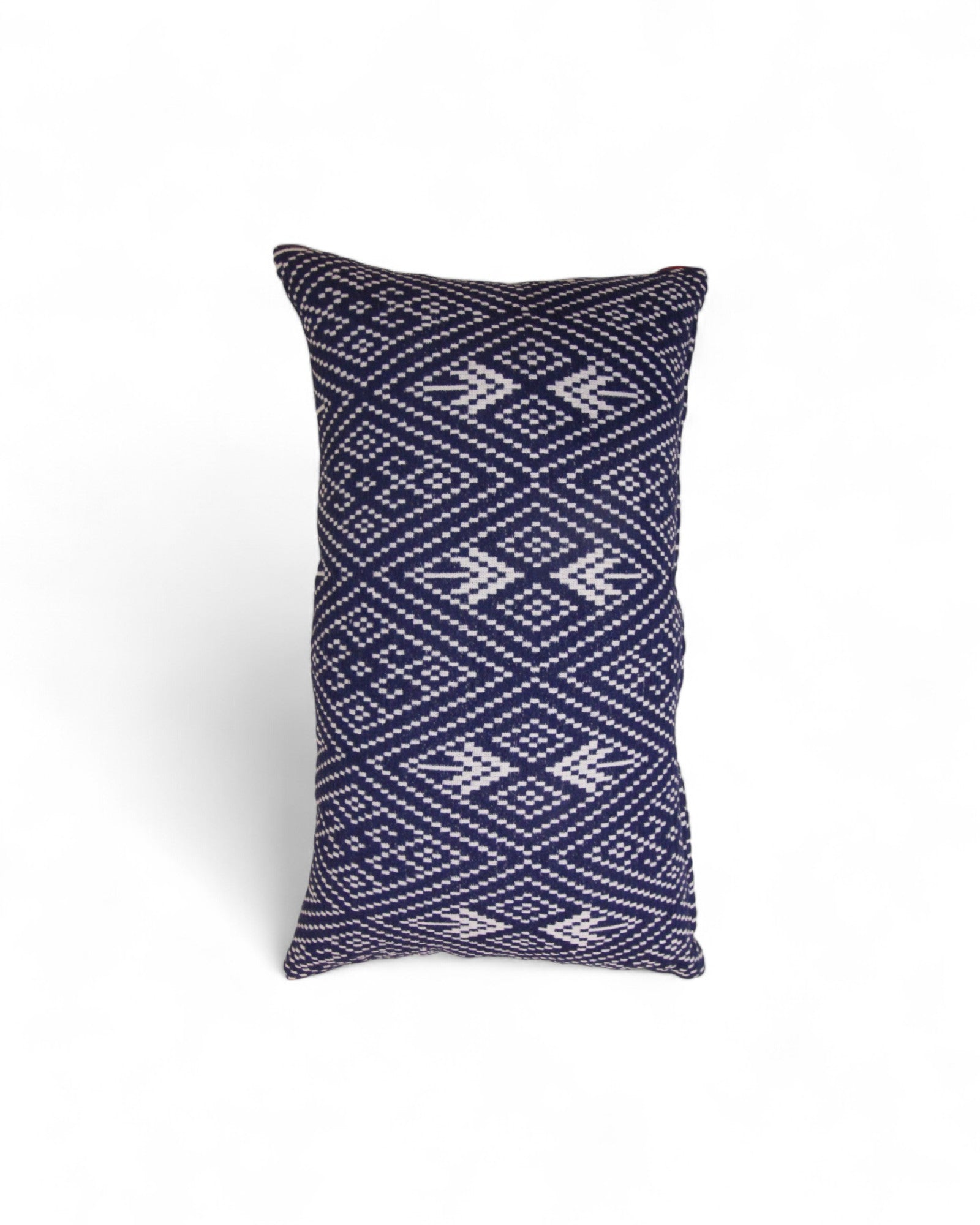 Lumbar Handwoven Indigo-Dye Khit Fabric - Diamond Blue & White