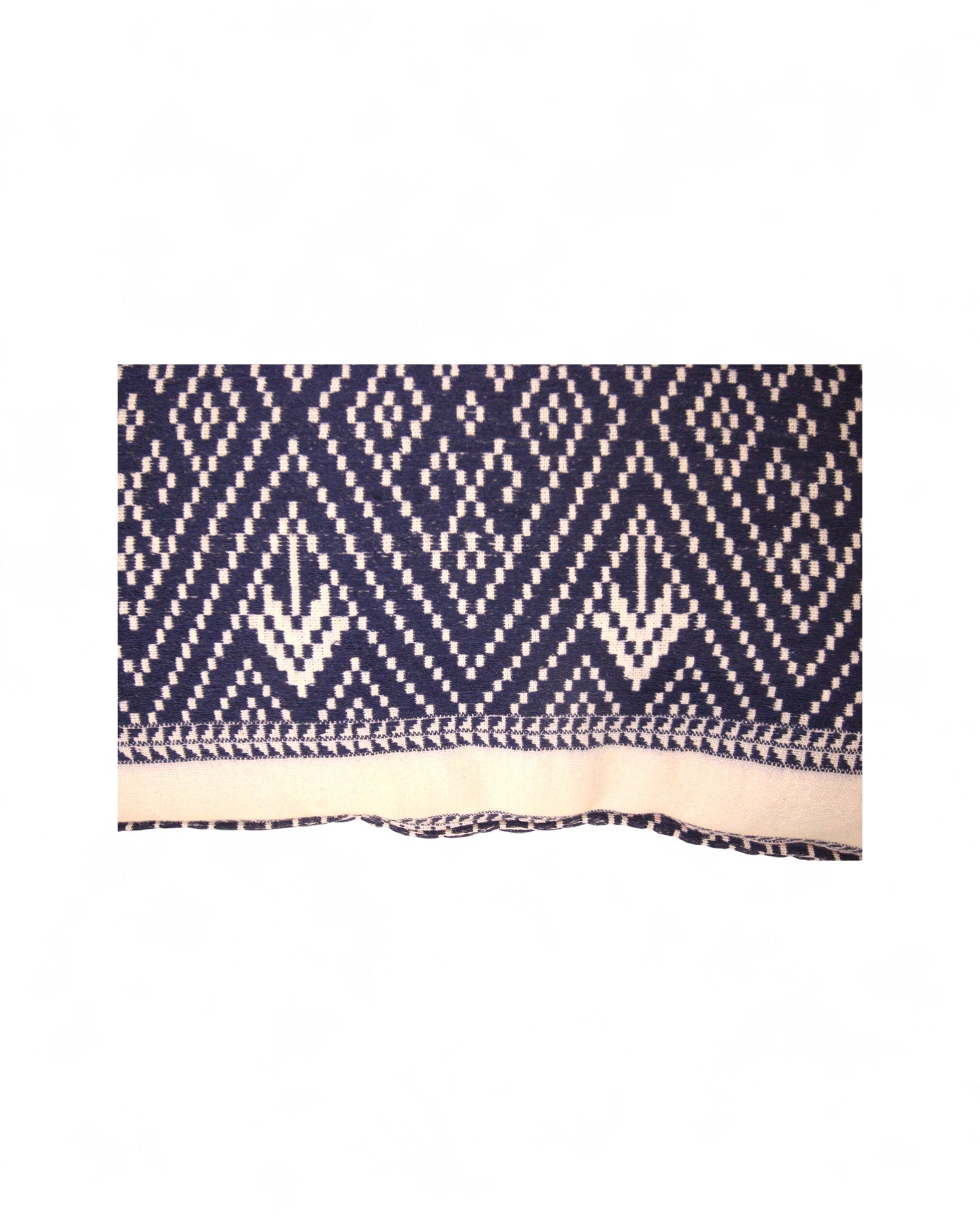 Lumbar Handwoven Indigo-Dye Khit Fabric - Diamond Blue & White