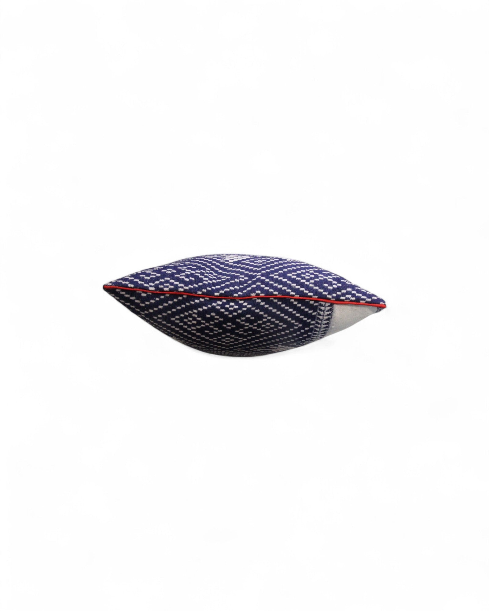 Lumbar Handwoven Indigo-Dye Khit Fabric - Diamond Blue & White