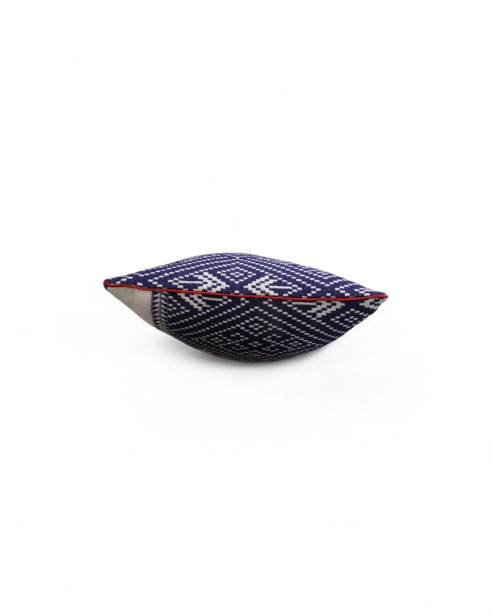 Lumbar Handwoven Indigo-Dye Khit Fabric - Diamond Blue & White