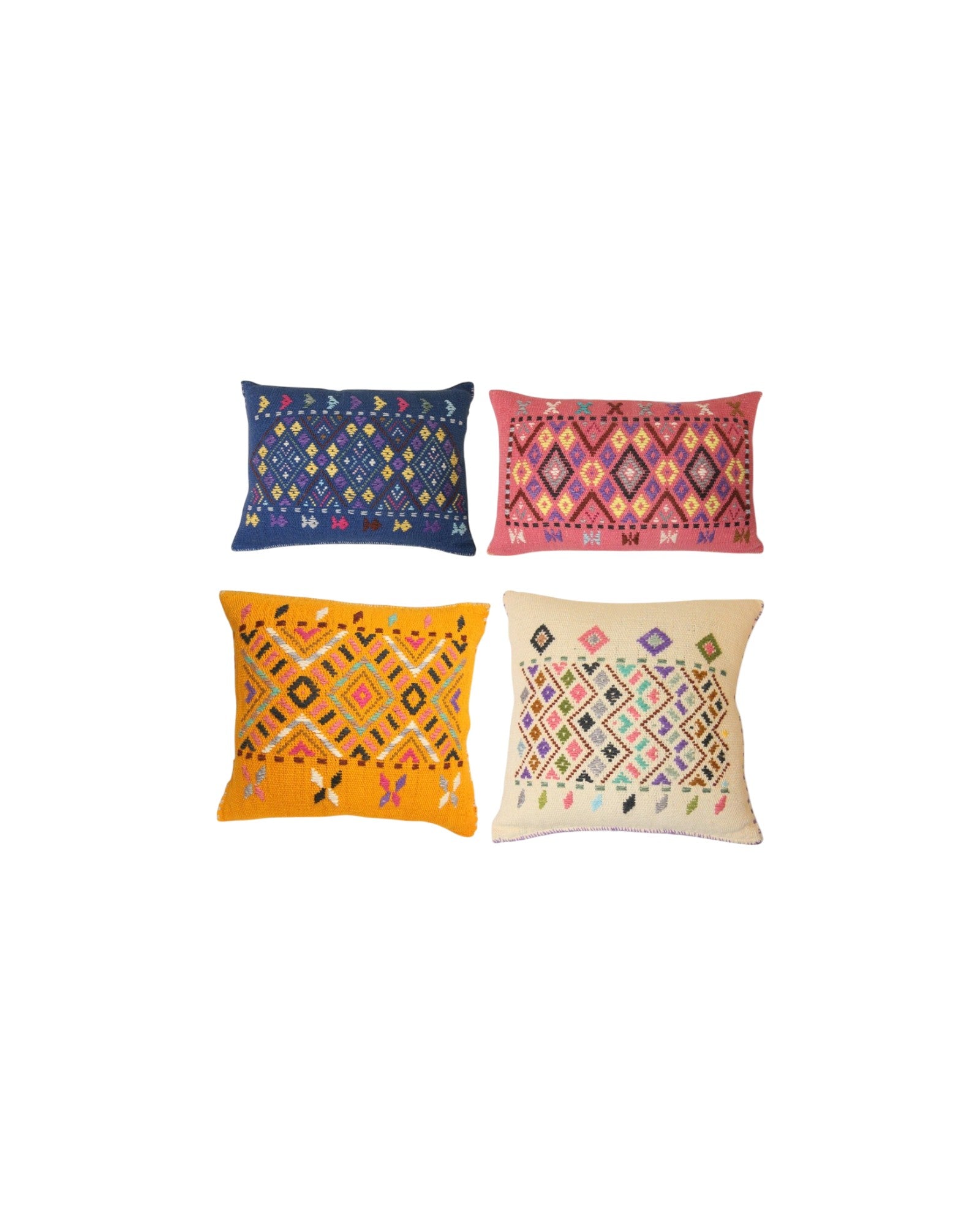 Hill Tribe Textile Cushions – Embroidered & Handwoven - Set of 4