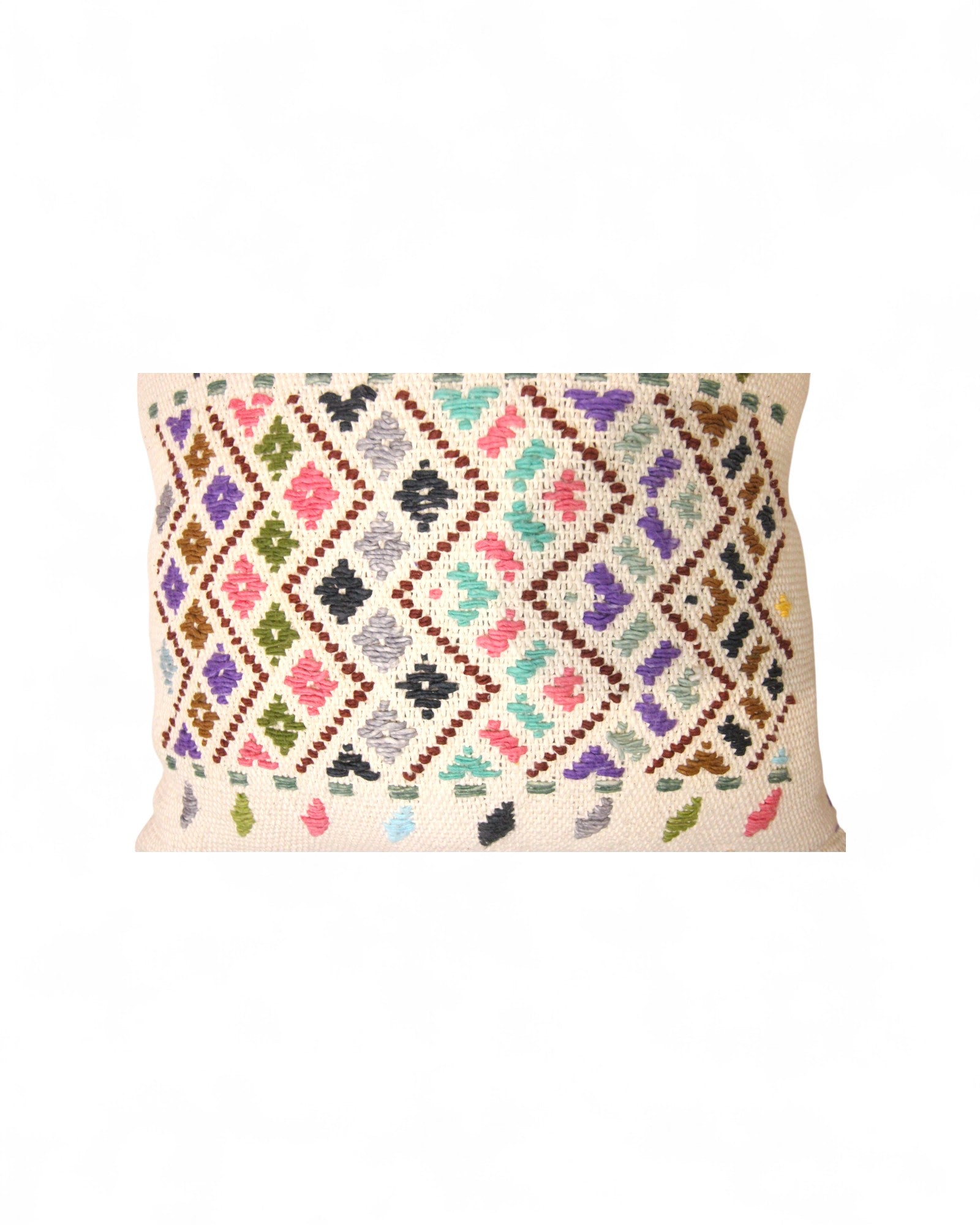 Handwoven Waist Loom Weave Cushion - Off-White