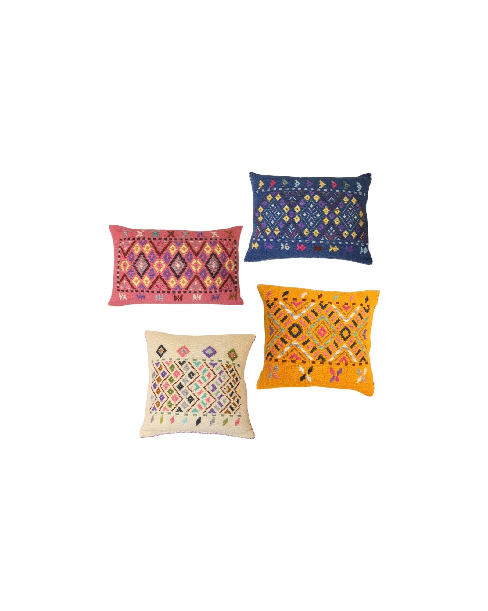Hill Tribe Textile Cushions – Embroidered & Handwoven - Set of 4