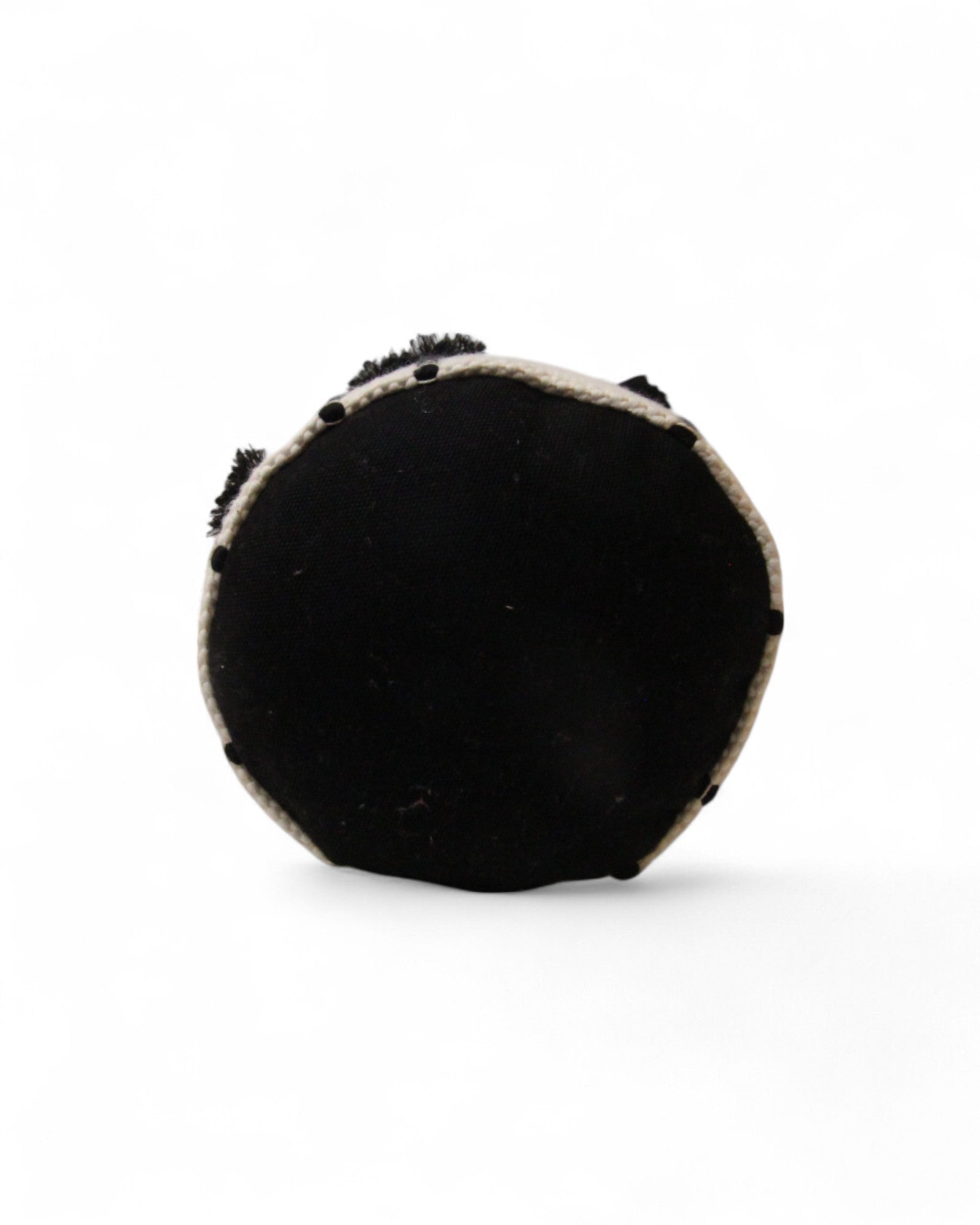Cylindral Bolster Pillow - Handwoven Cream & Black, Black Tip