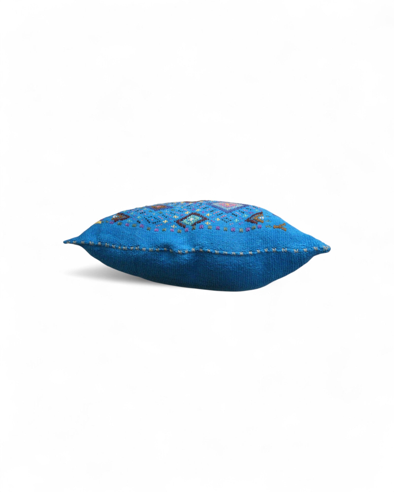 Handwoven Waist Loom Weave Cushion Diamond Motif - Turqoise