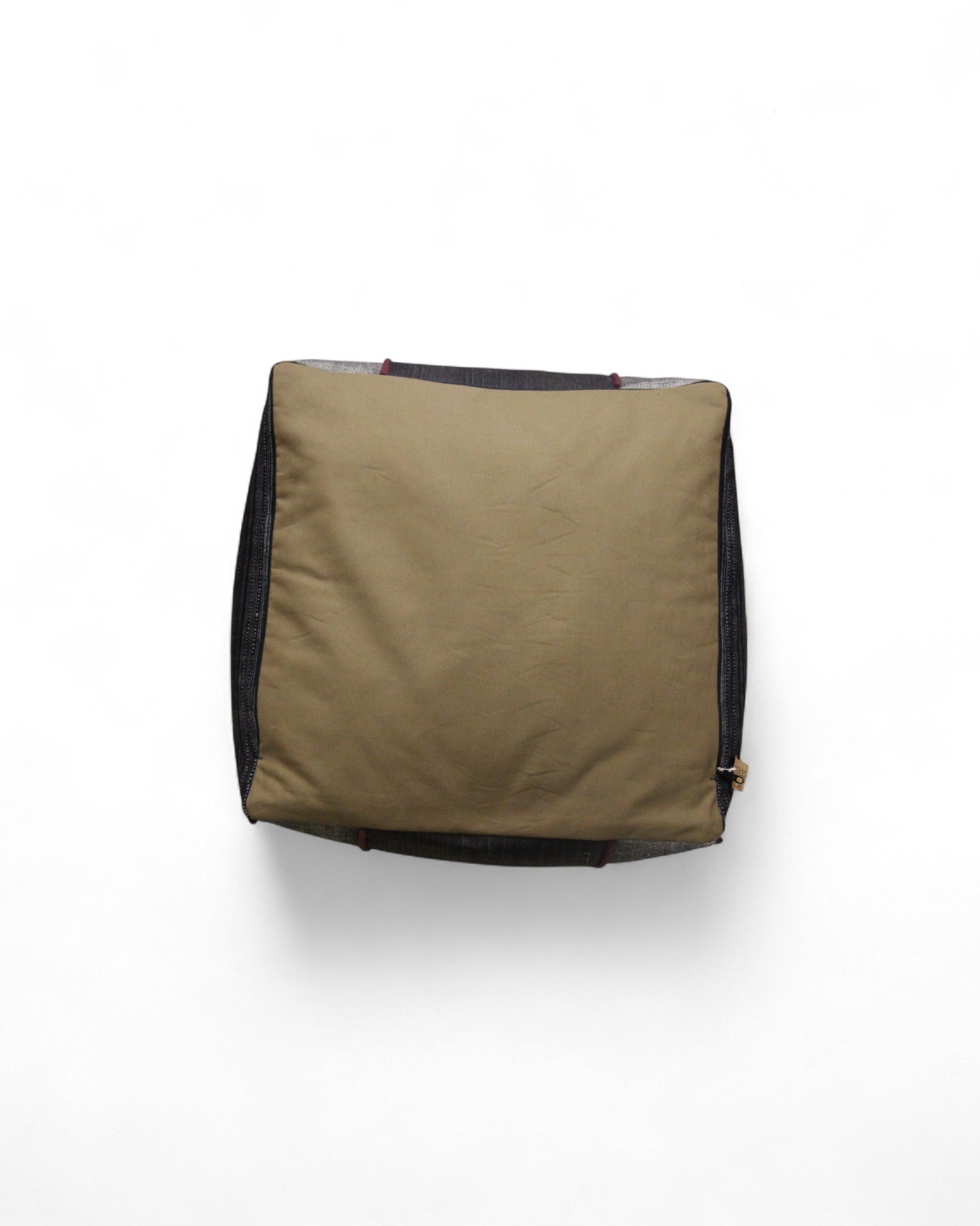 Cube Bean Bag with Handwoven Fabric, Hmong Tribe Indigo Wax - Grey