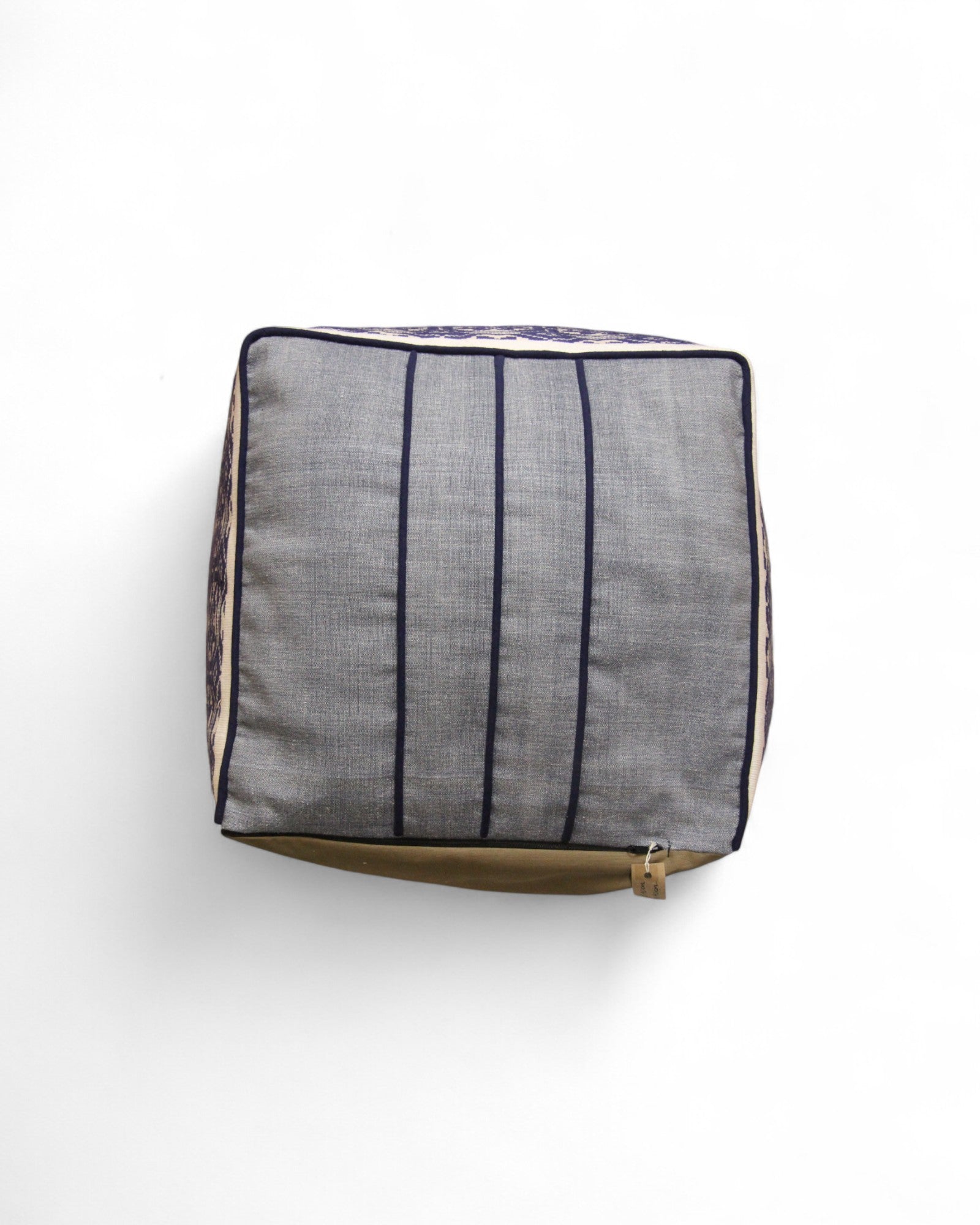 Cube Bean Bag with Handwoven Fabric, Hmong Tribe Indigo Wax - Purple