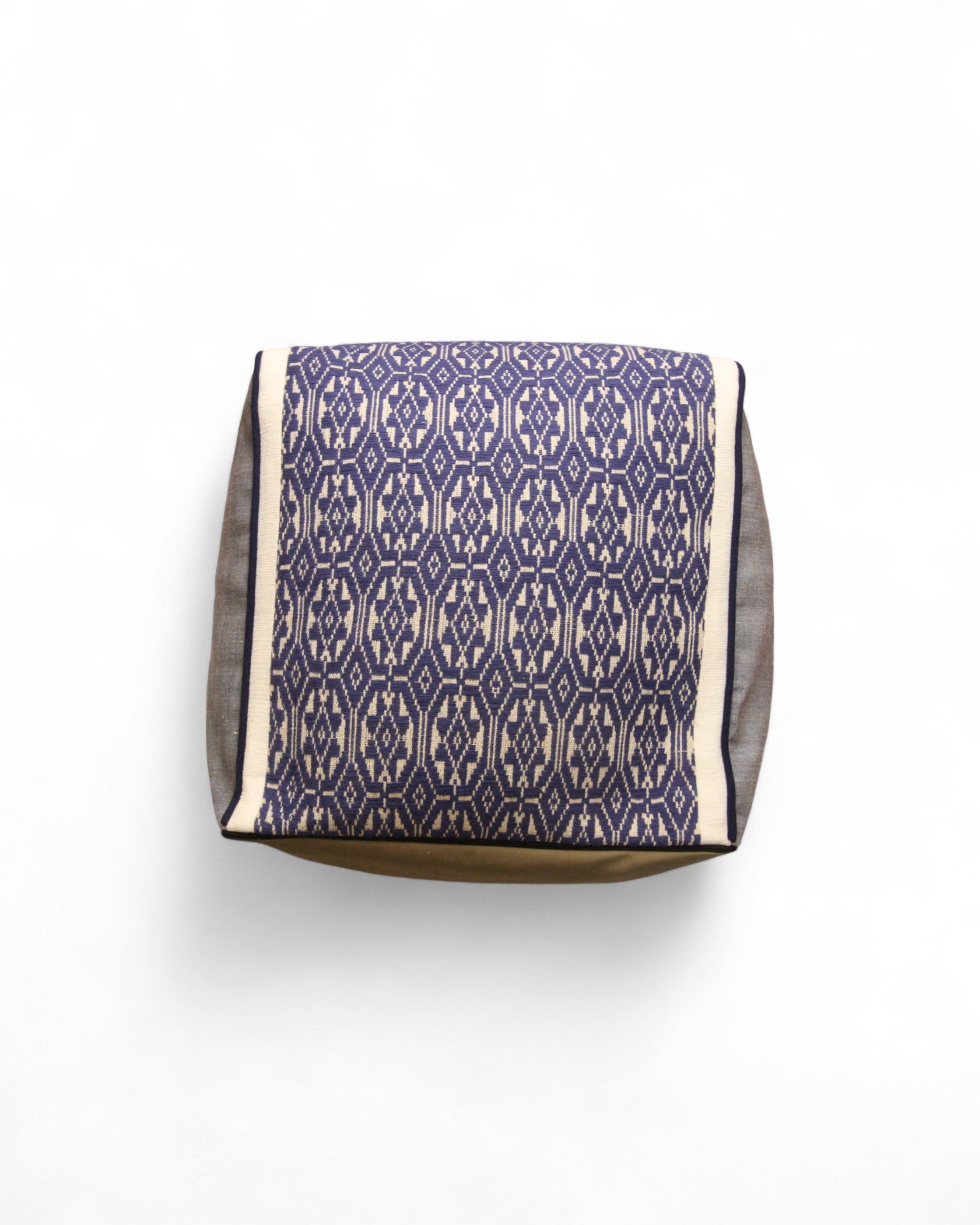 Cube Bean Bag with Handwoven Fabric, Hmong Tribe Indigo Wax - Purple