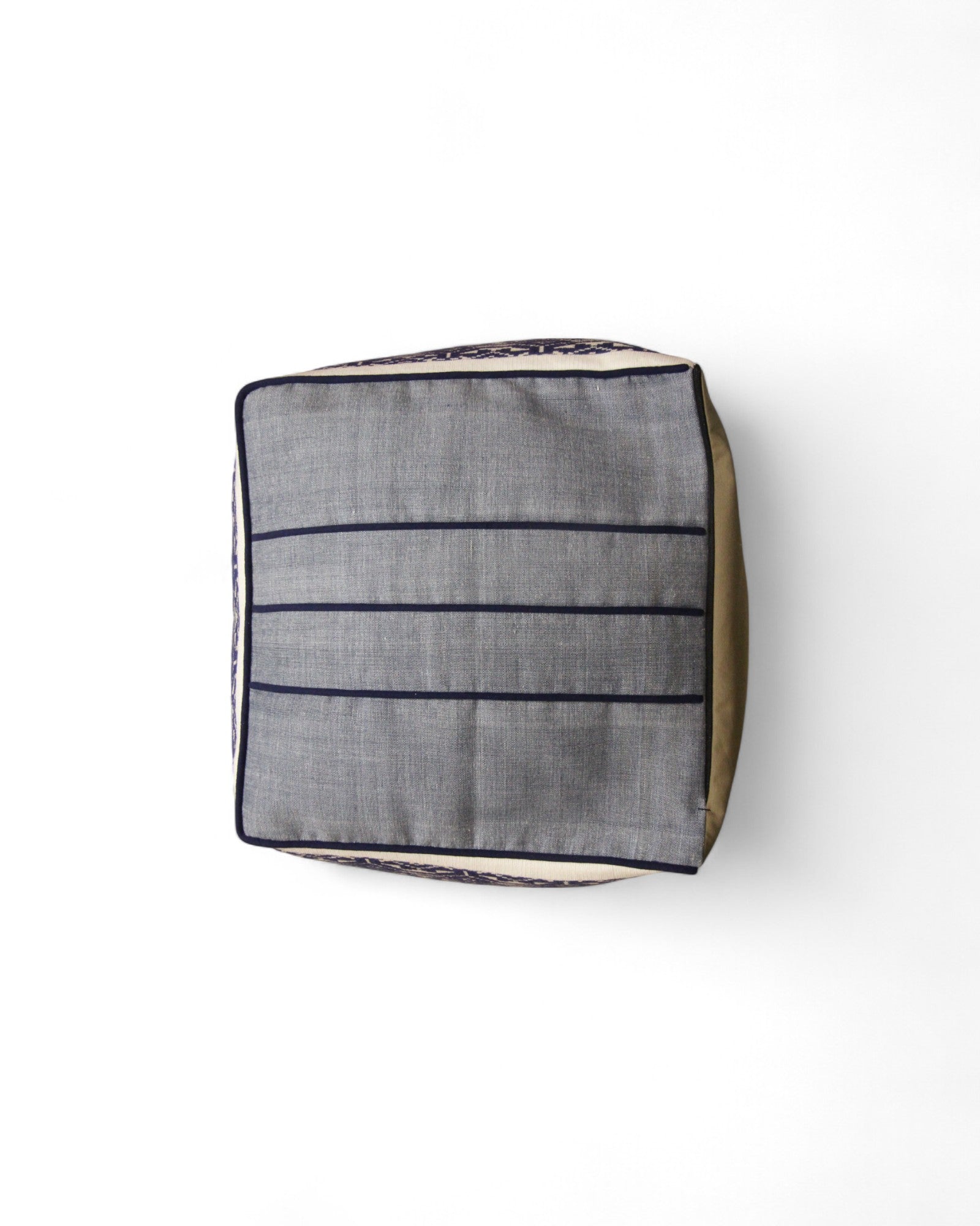 Cube Bean Bag with Handwoven Fabric, Hmong Tribe Indigo Wax - Purple