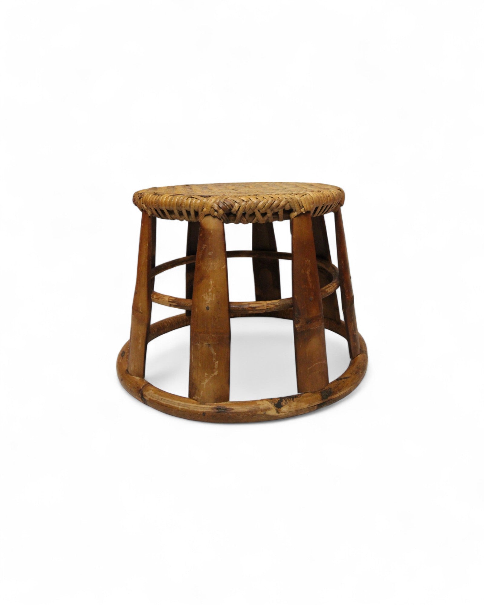 Bamboo & Rattan Low Stool – Northern Thailand (M)