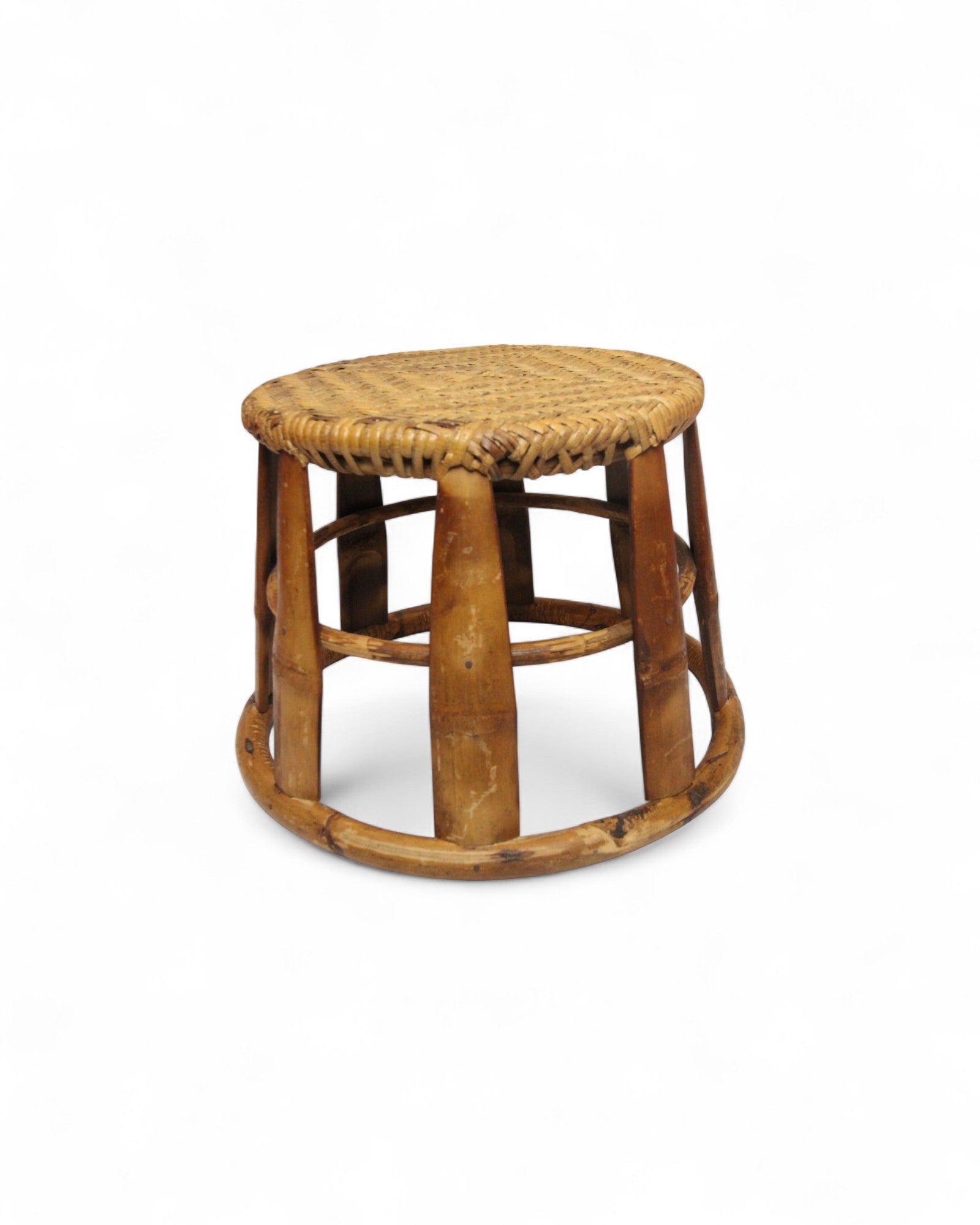 Bamboo & Rattan Low Stool – Northern Thailand (M)
