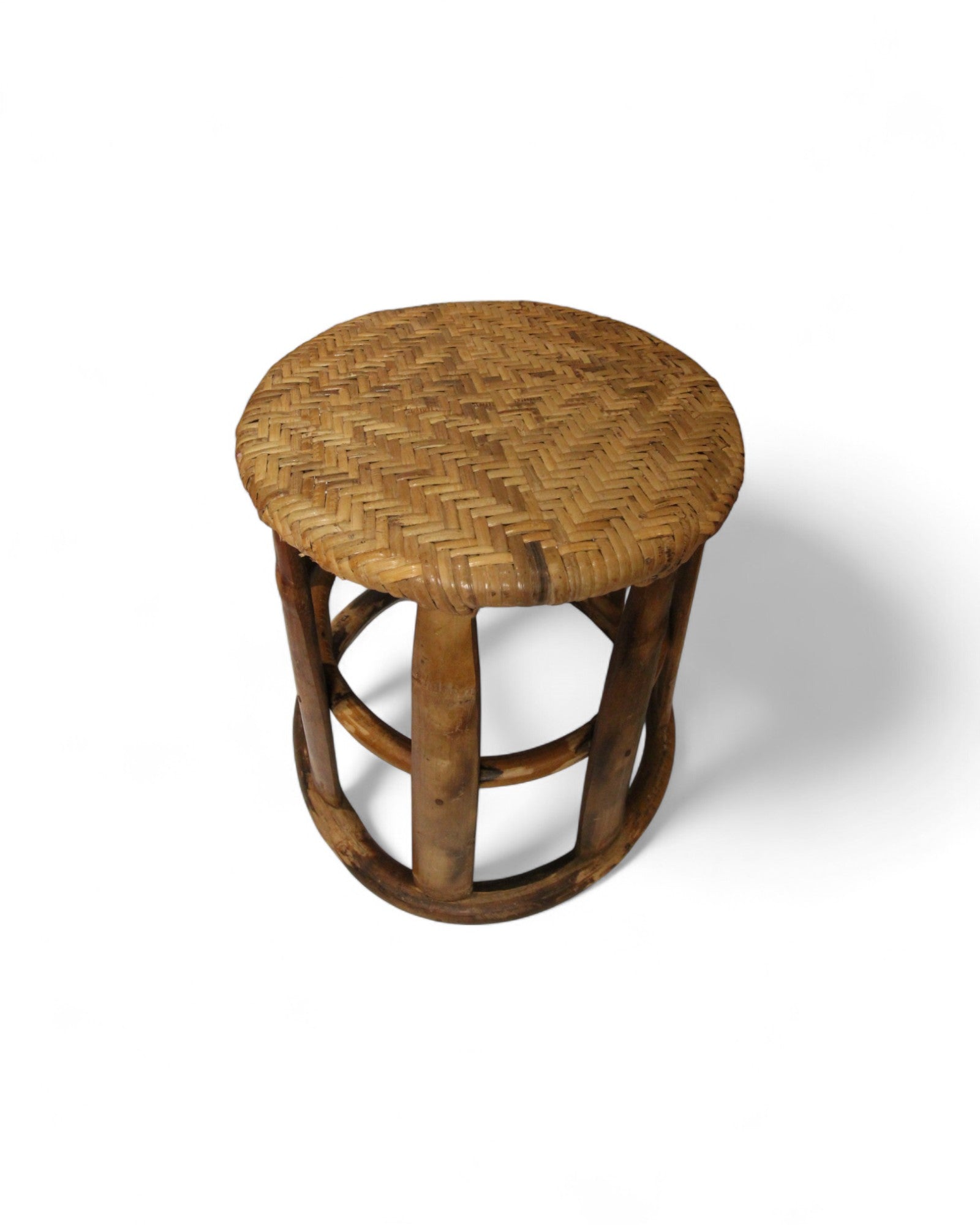 Bamboo & Rattan Low Stool – Northern Thailand (L)