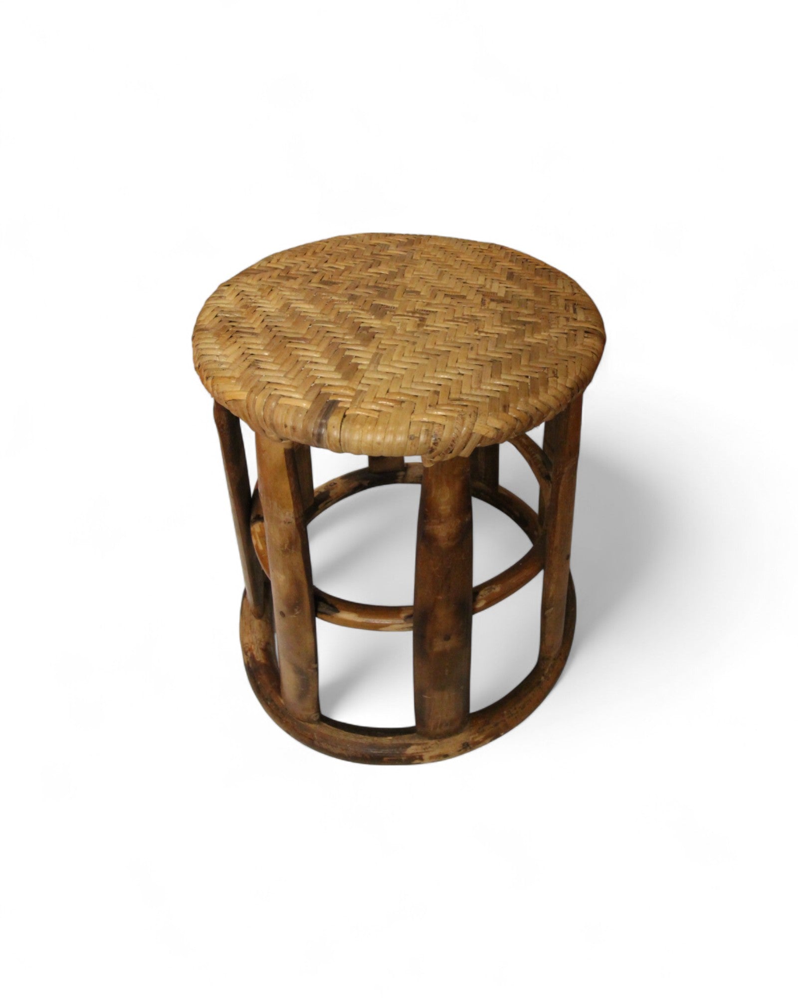 Bamboo & Rattan Low Stool – Northern Thailand (L)