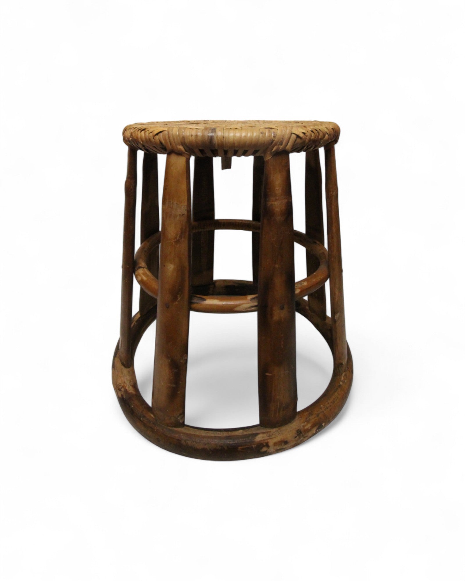 Bamboo & Rattan Low Stool – Northern Thailand (L)