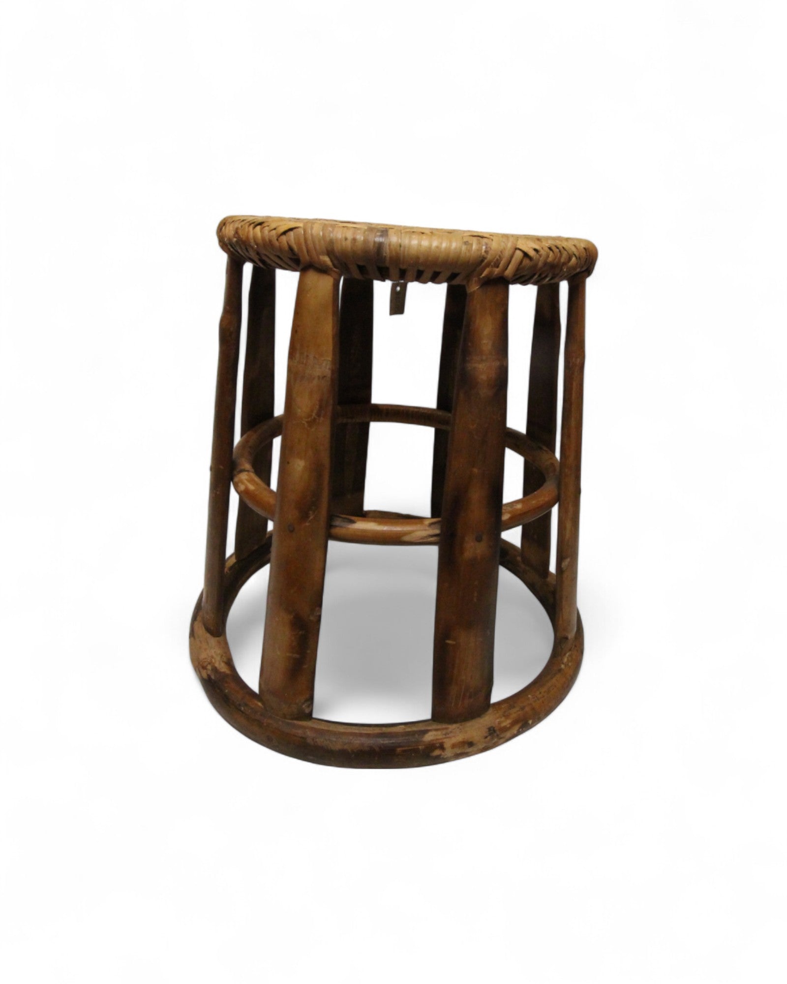 Bamboo & Rattan Low Stool – Northern Thailand (L)