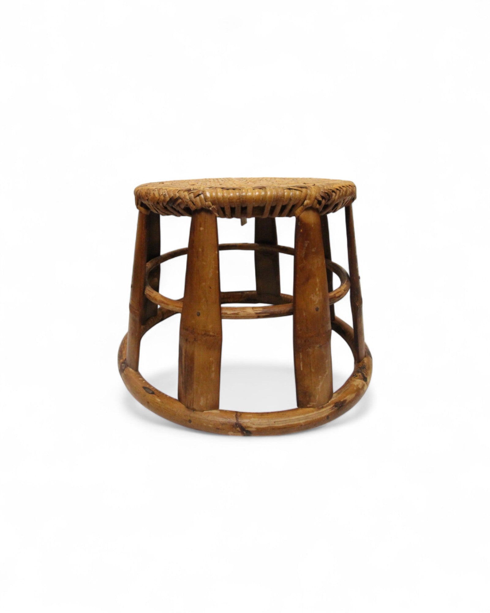 Bamboo & Rattan Low Stool – Northern Thailand (M)