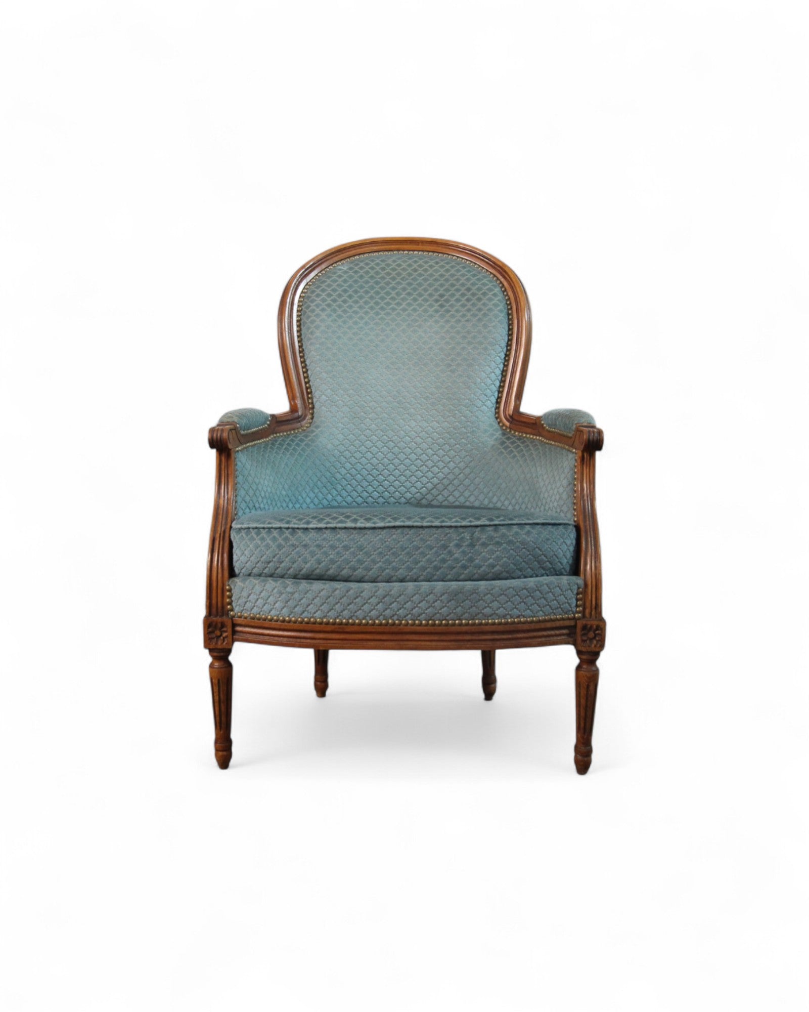 Louis XVI Revival Carved Wood Salon Suite – 3-Piece Set with Settee and Armchairs