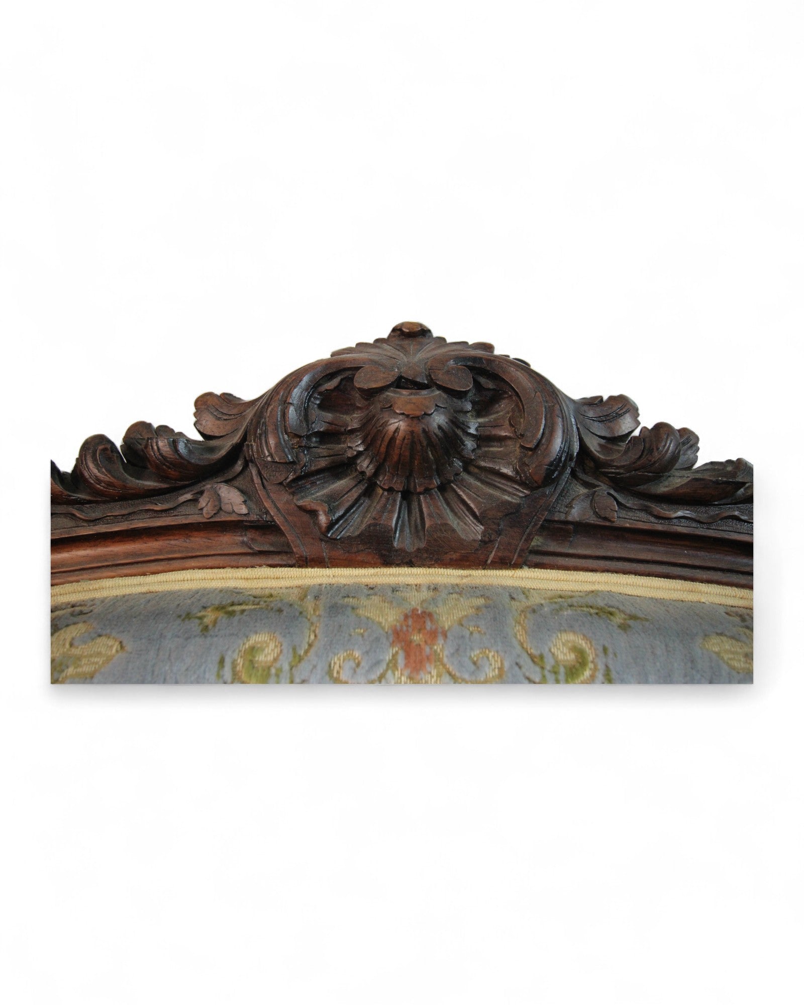 French Louis XV Style Settee with Carved Walnut Frame
