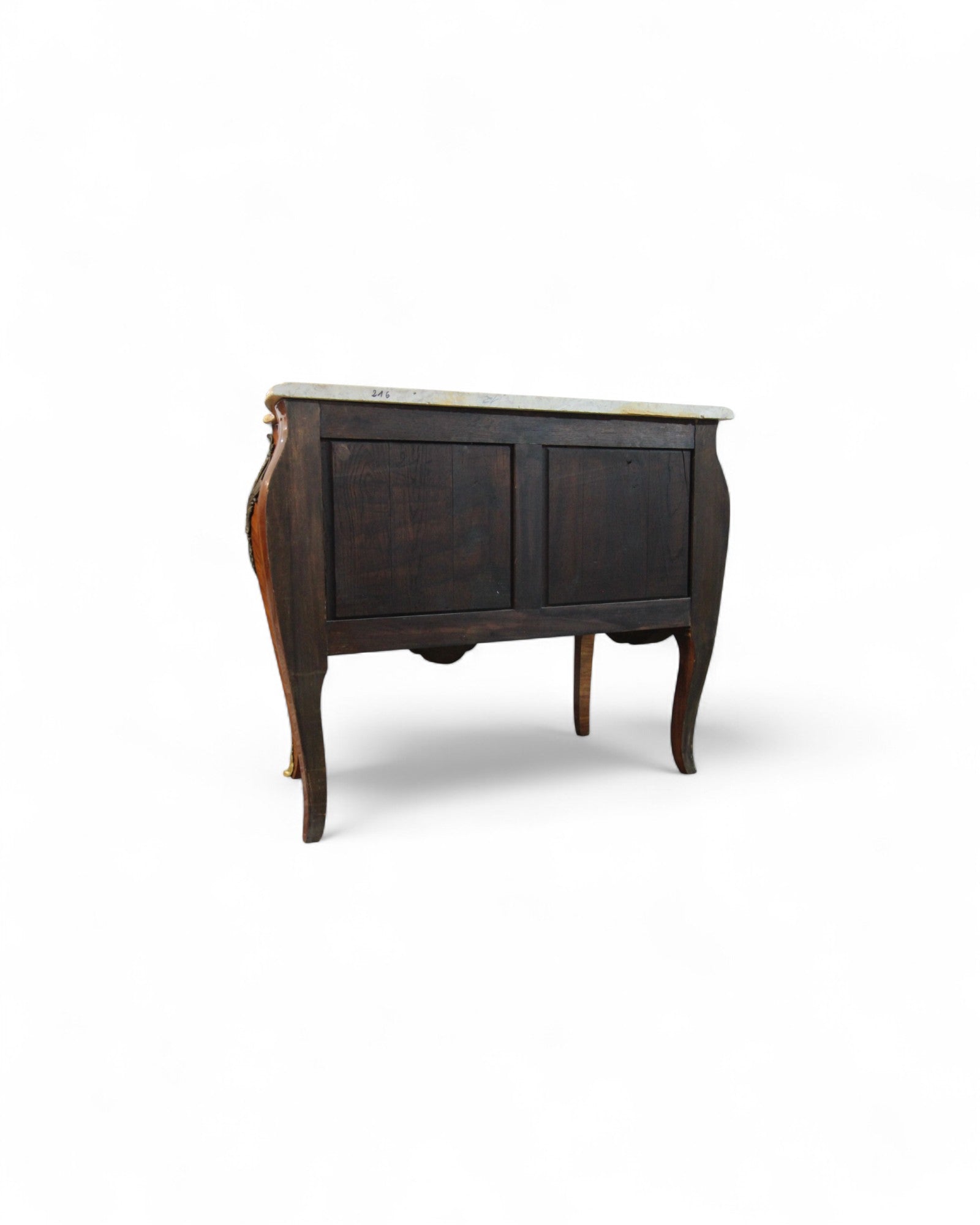 French Louis XV Style Marble-Top Bombe Commode with Ormolu Mounts (c. 1900)