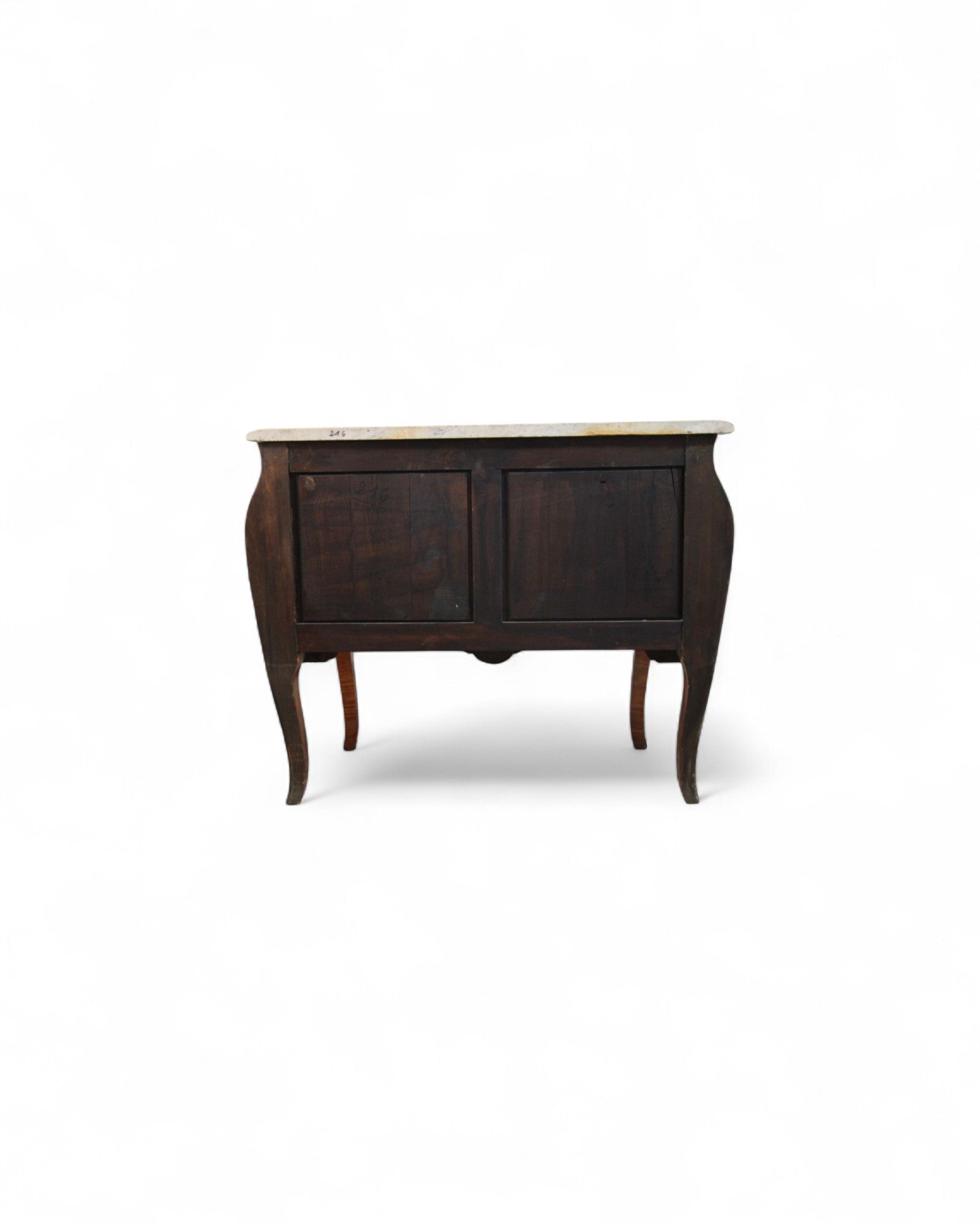 French Louis XV Style Marble-Top Bombe Commode with Ormolu Mounts (c. 1900)