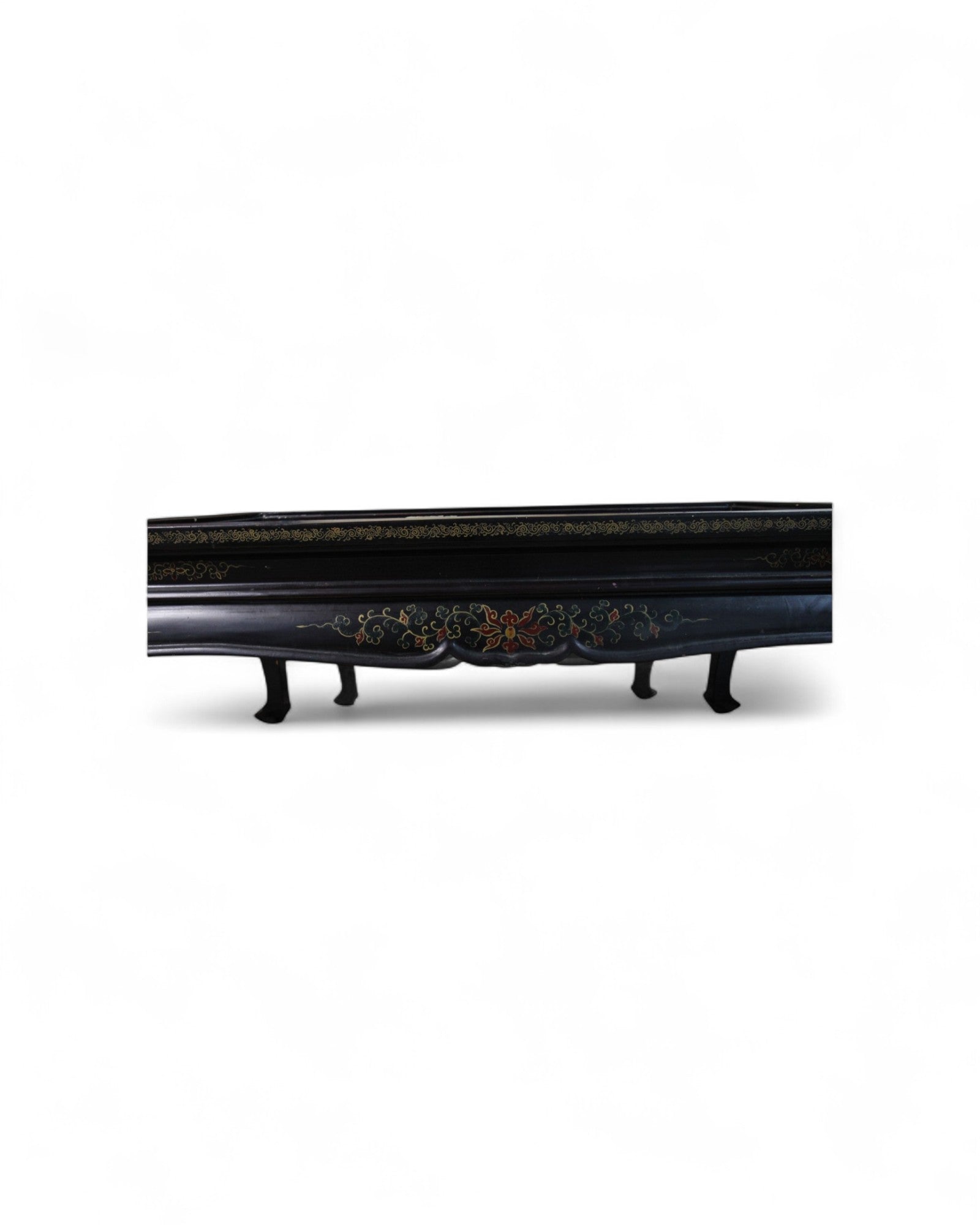 Oriental Lacquered Coffee Table with Pheasant and Floral Hand-Painted Motif | 107 x 54 x 48cm