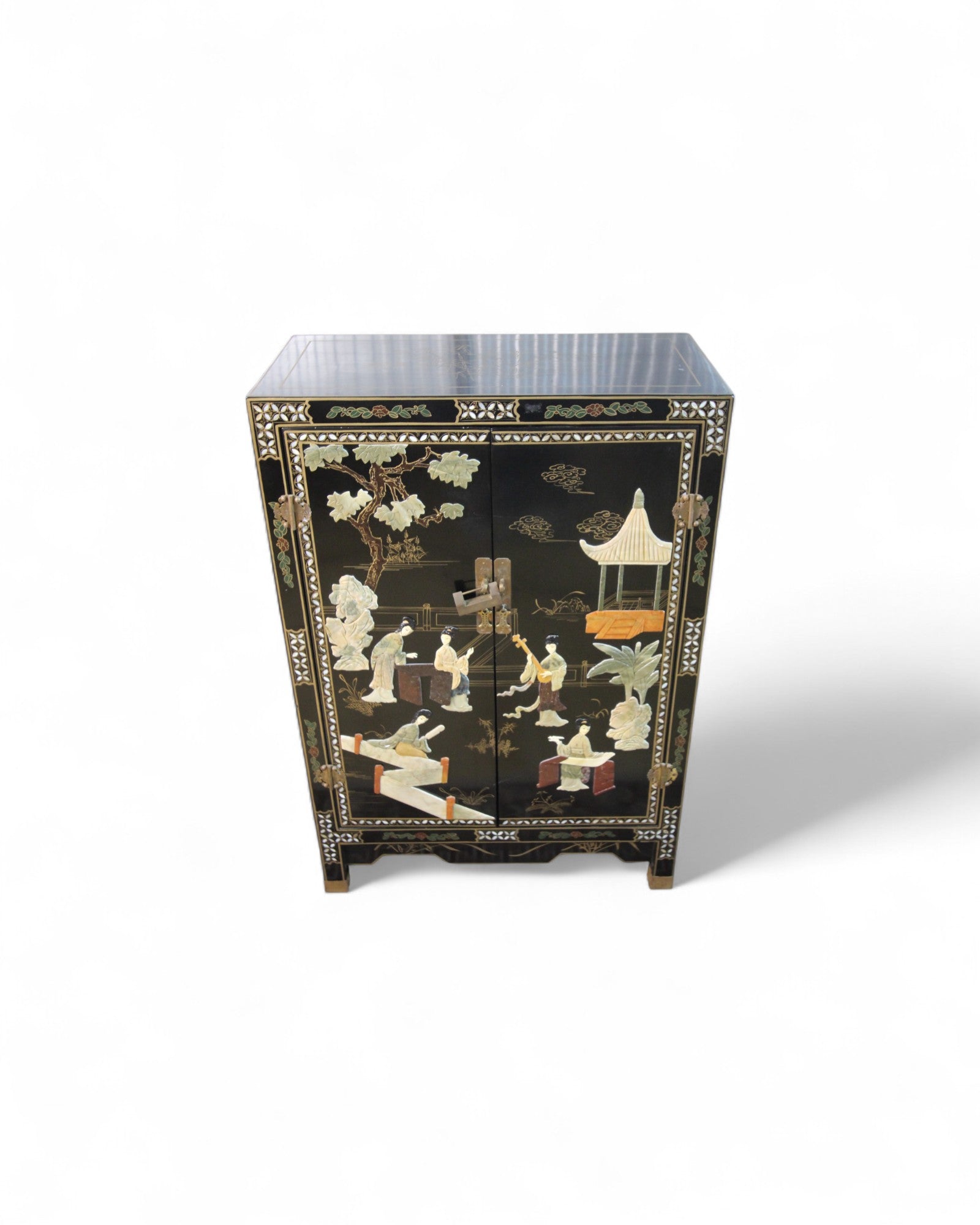 Chinese Black Lacquer Cabinet with Mother-of-Pearl Inlay