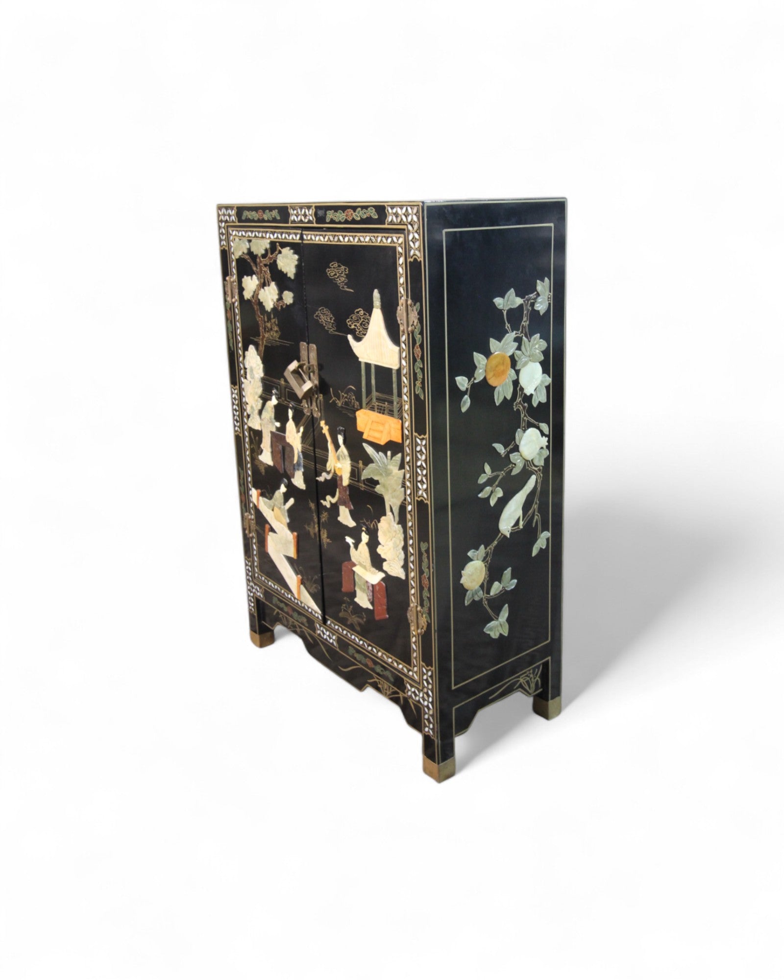 Chinese Black Lacquer Cabinet with Mother-of-Pearl Inlay