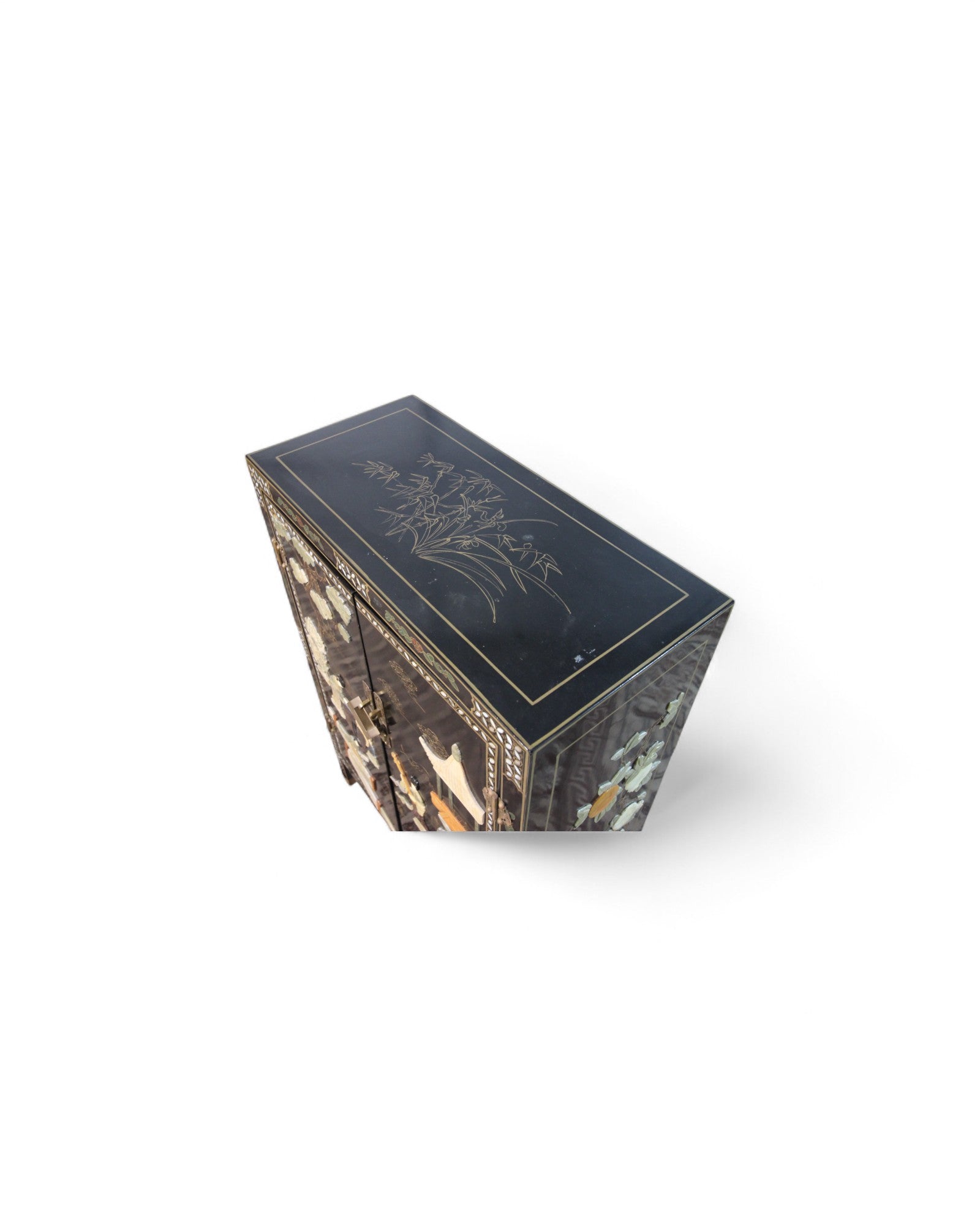 Chinese Black Lacquer Cabinet with Mother-of-Pearl Inlay