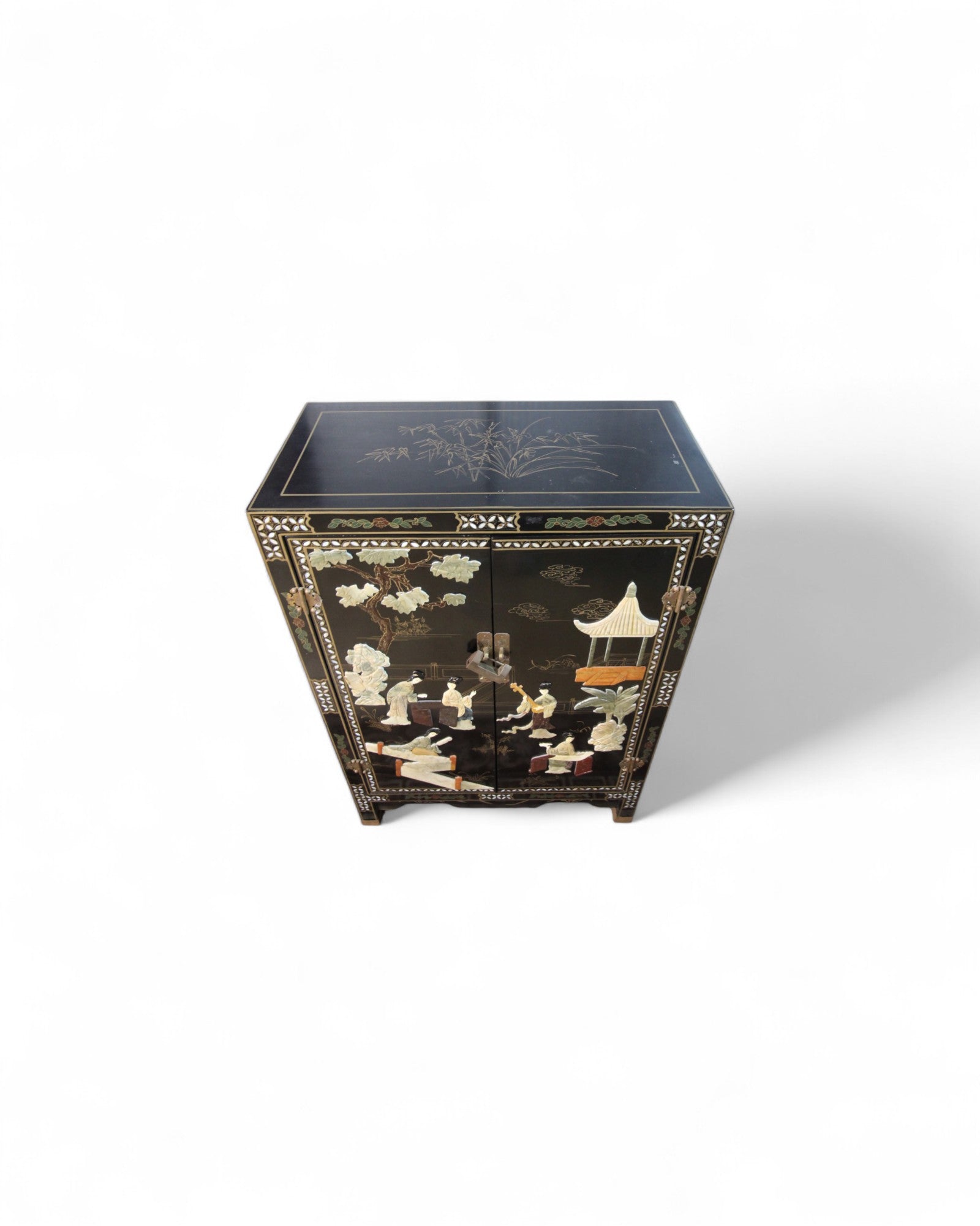 Chinese Black Lacquer Cabinet with Mother-of-Pearl Inlay