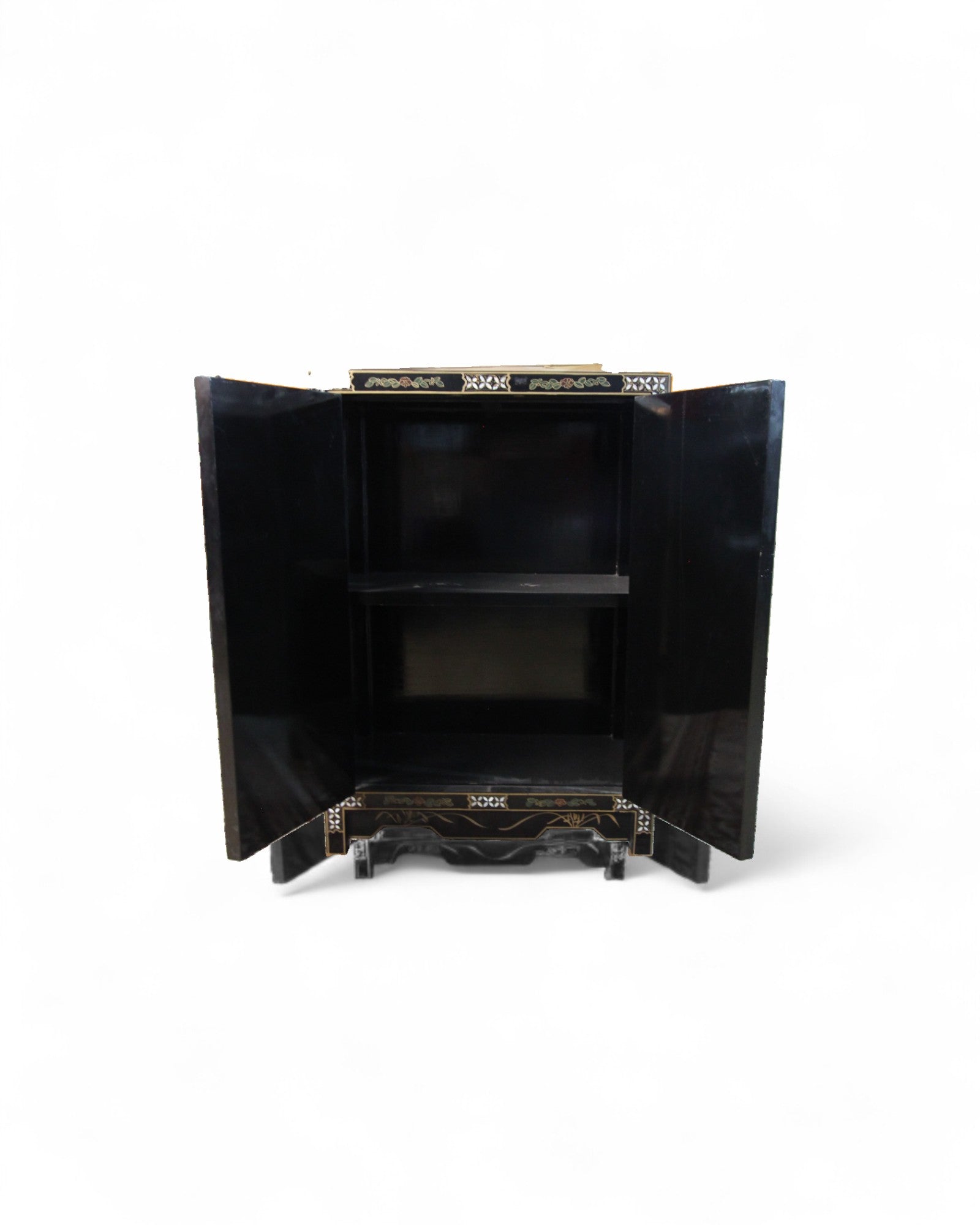 Chinese Black Lacquer Cabinet with Mother-of-Pearl Inlay