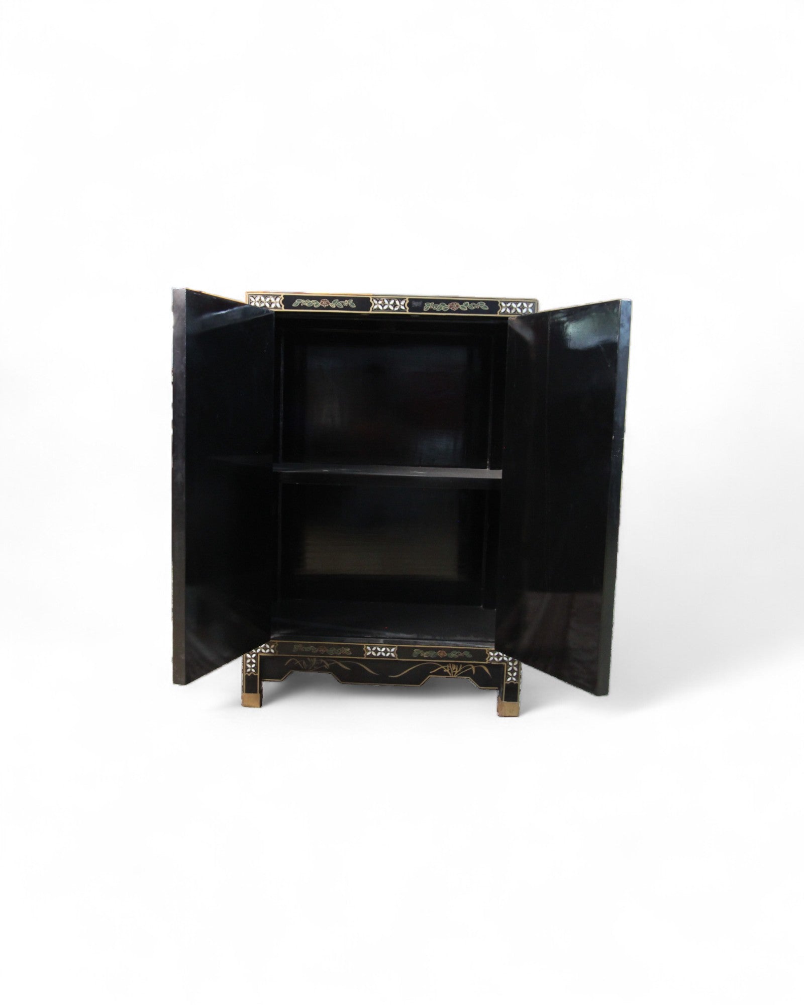 Chinese Black Lacquer Cabinet with Mother-of-Pearl Inlay