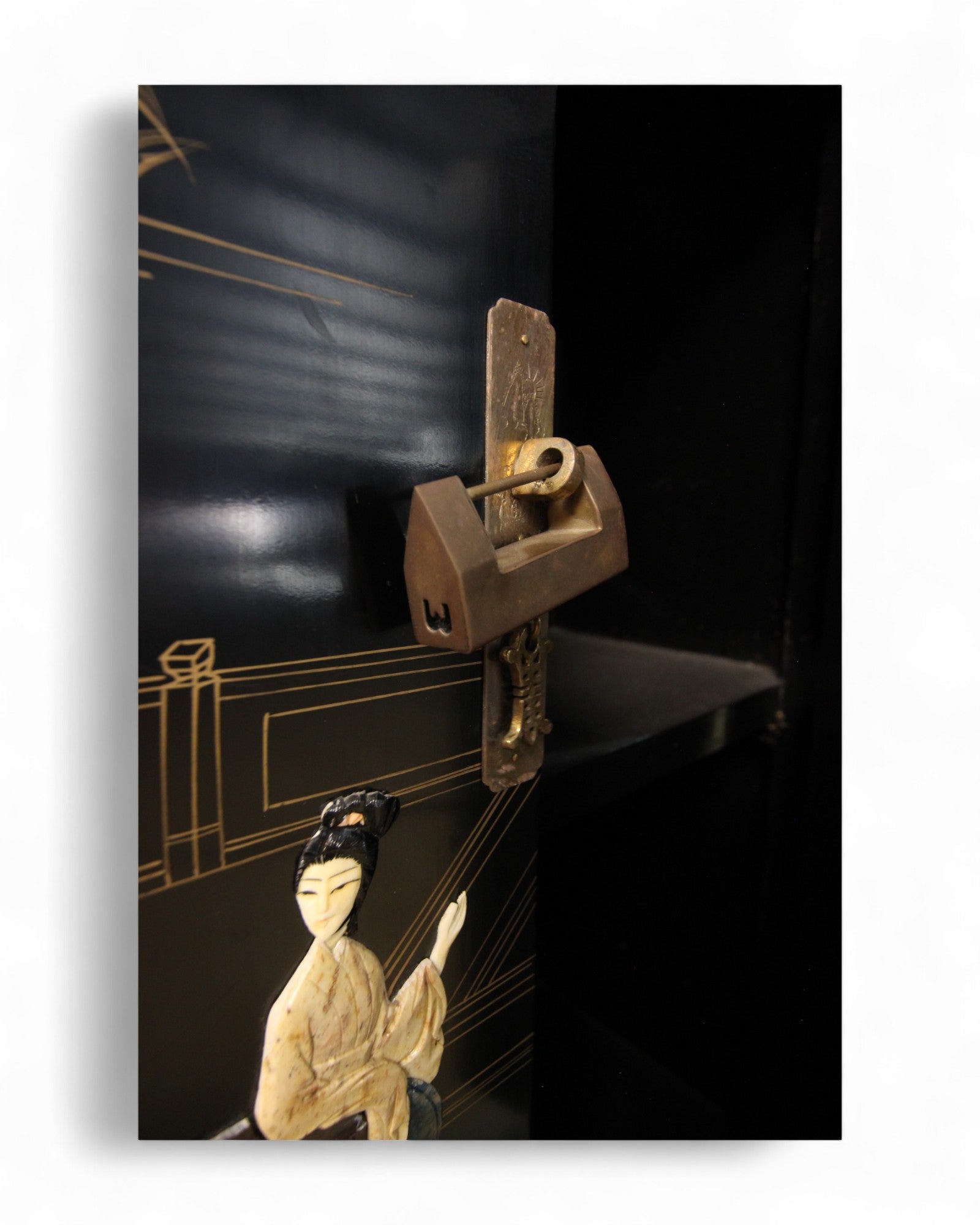 Chinese Black Lacquer Cabinet with Mother-of-Pearl Inlay