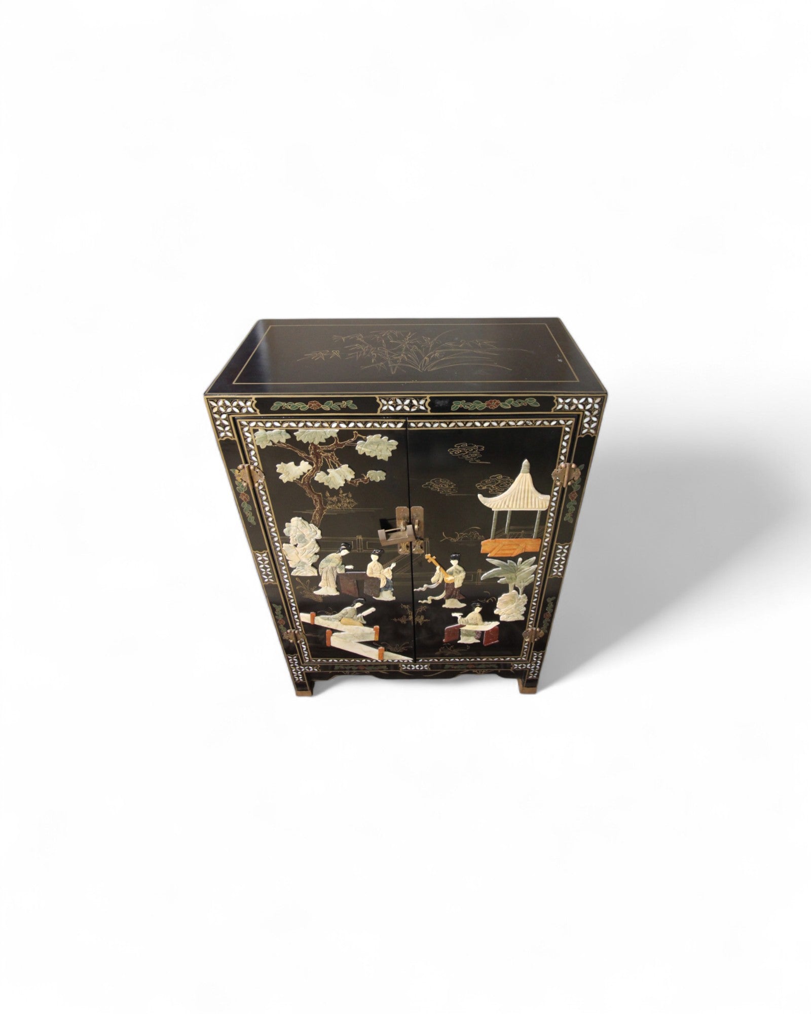 Chinese Black Lacquer Cabinet with Mother-of-Pearl Inlay