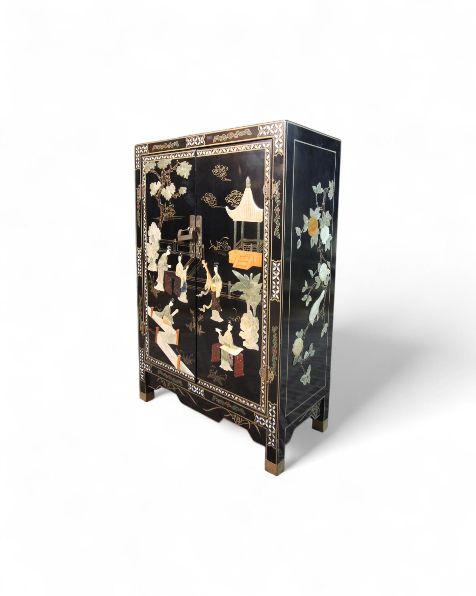 Chinese Black Lacquer Cabinet with Mother-of-Pearl Inlay