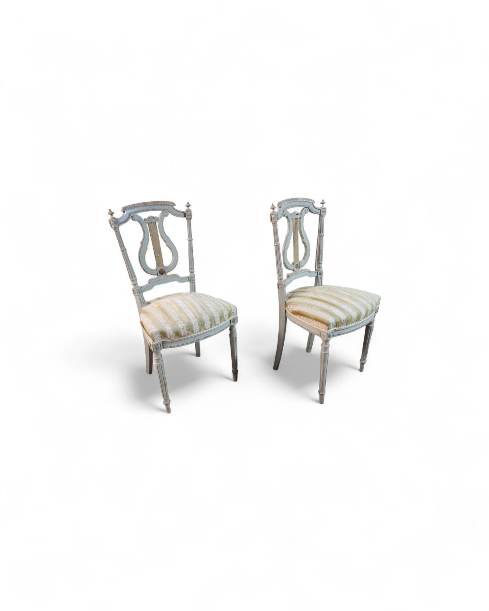 Pair of Swedish Gustavian-Style Lyre Back Side Chairs