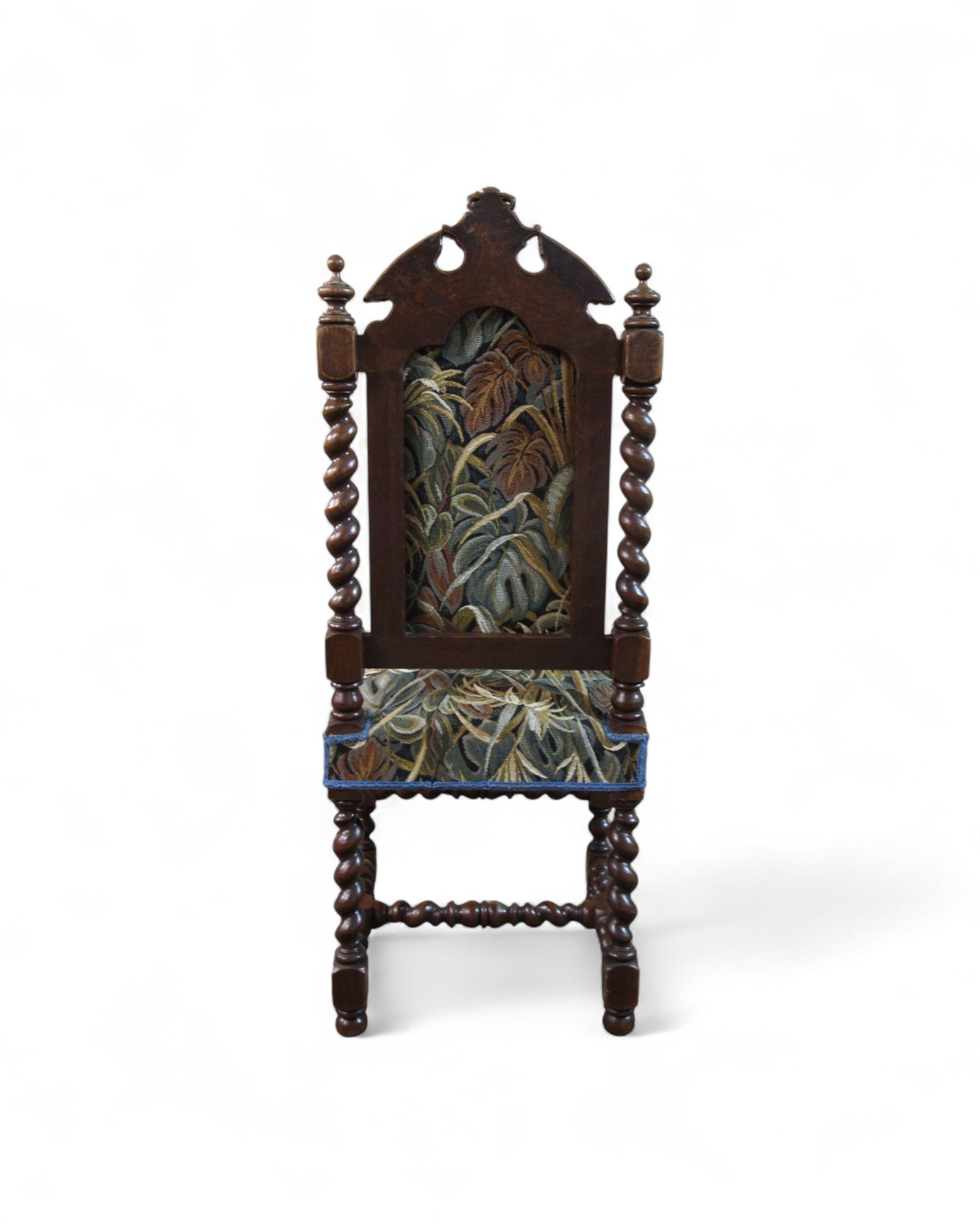 Antique Baroque Revival Side Chair with Jacobean Twist Legs and Tapestry Upholstery