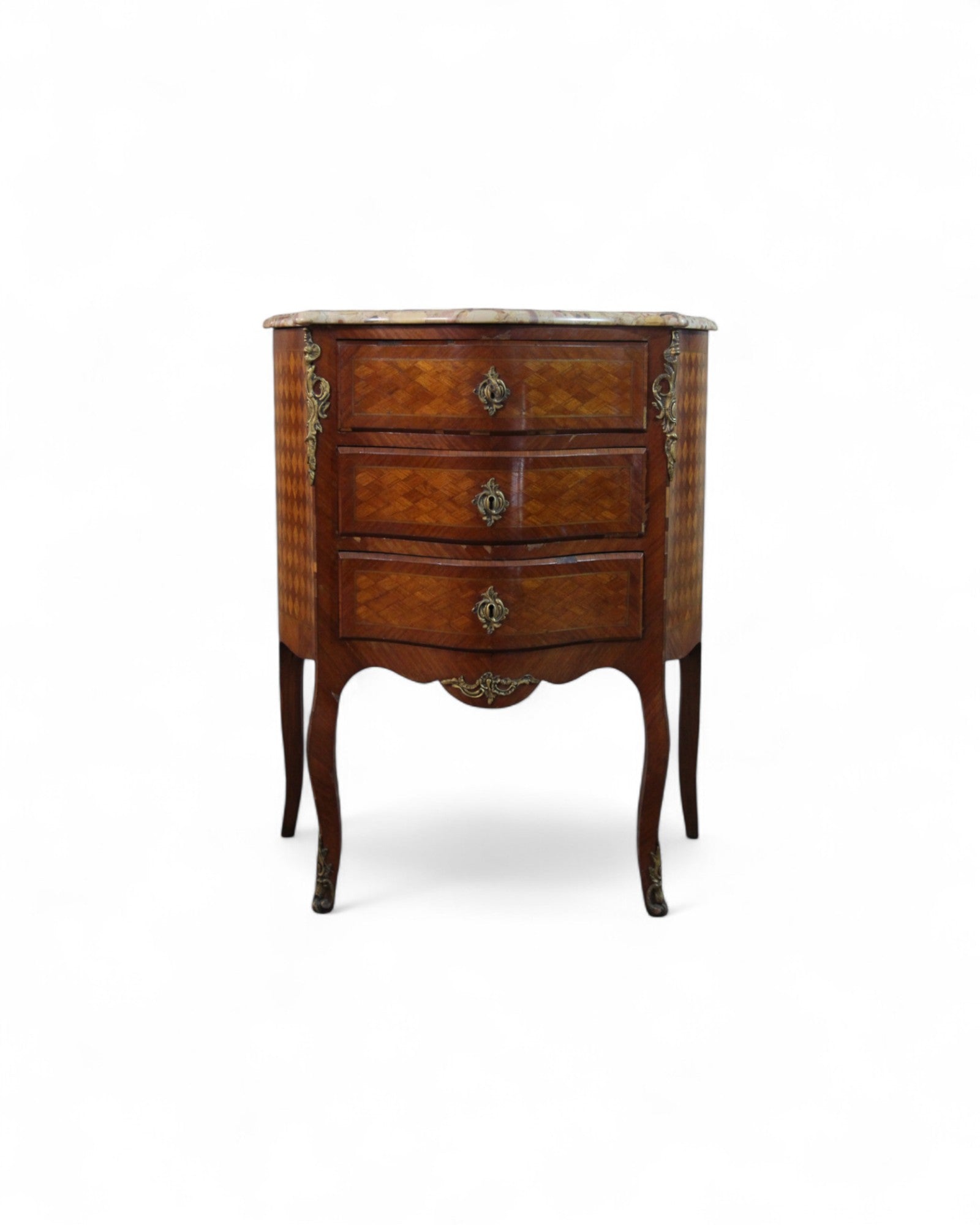 Louis XV Mini Marquetry Commode with Terrazzo Top