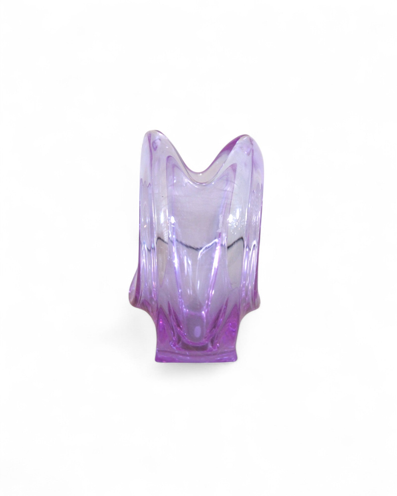 Handblown Mid-Century Murano Art Glass Bowl in Lavender and Clear