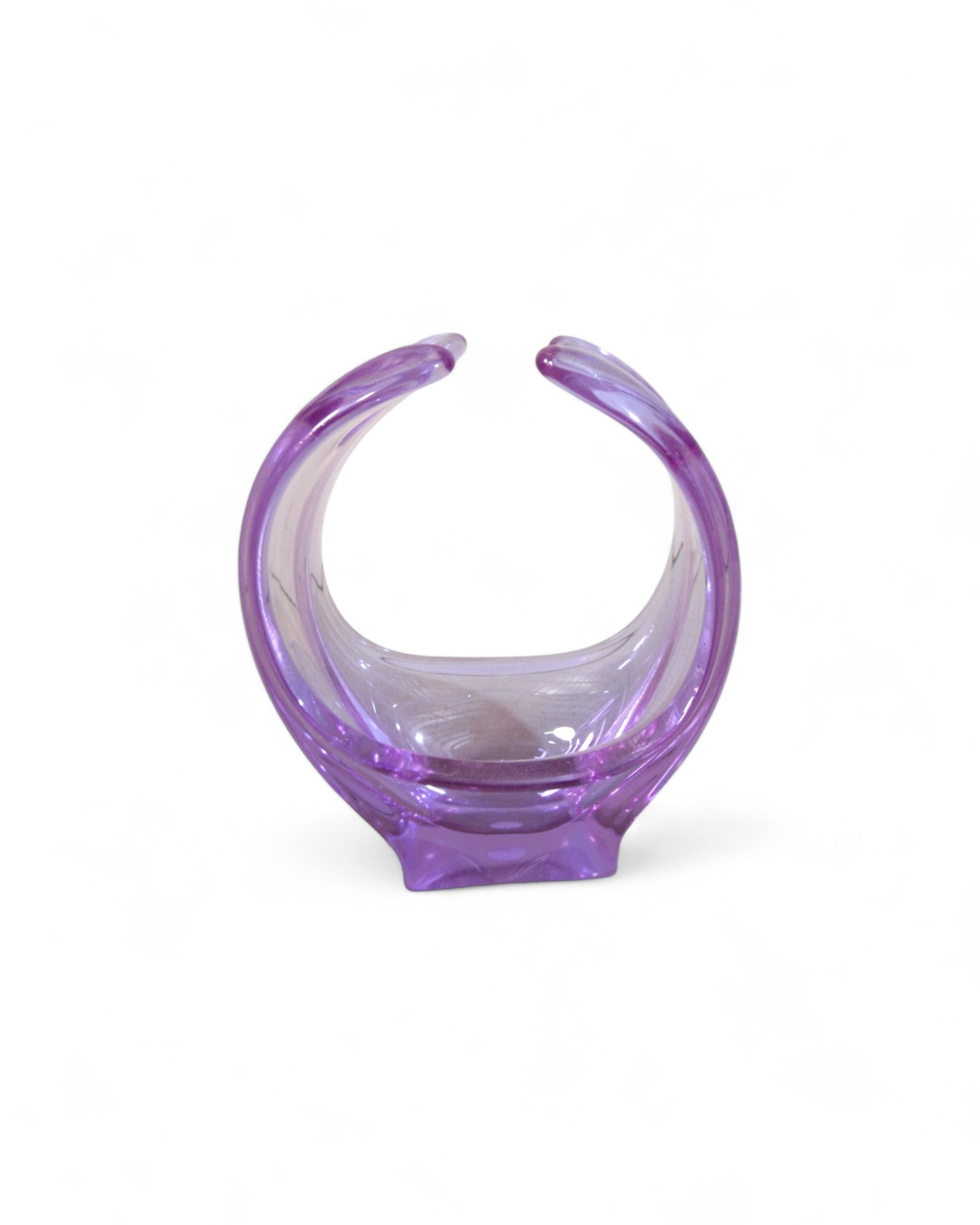 Handblown Mid-Century Murano Art Glass Bowl in Lavender and Clear