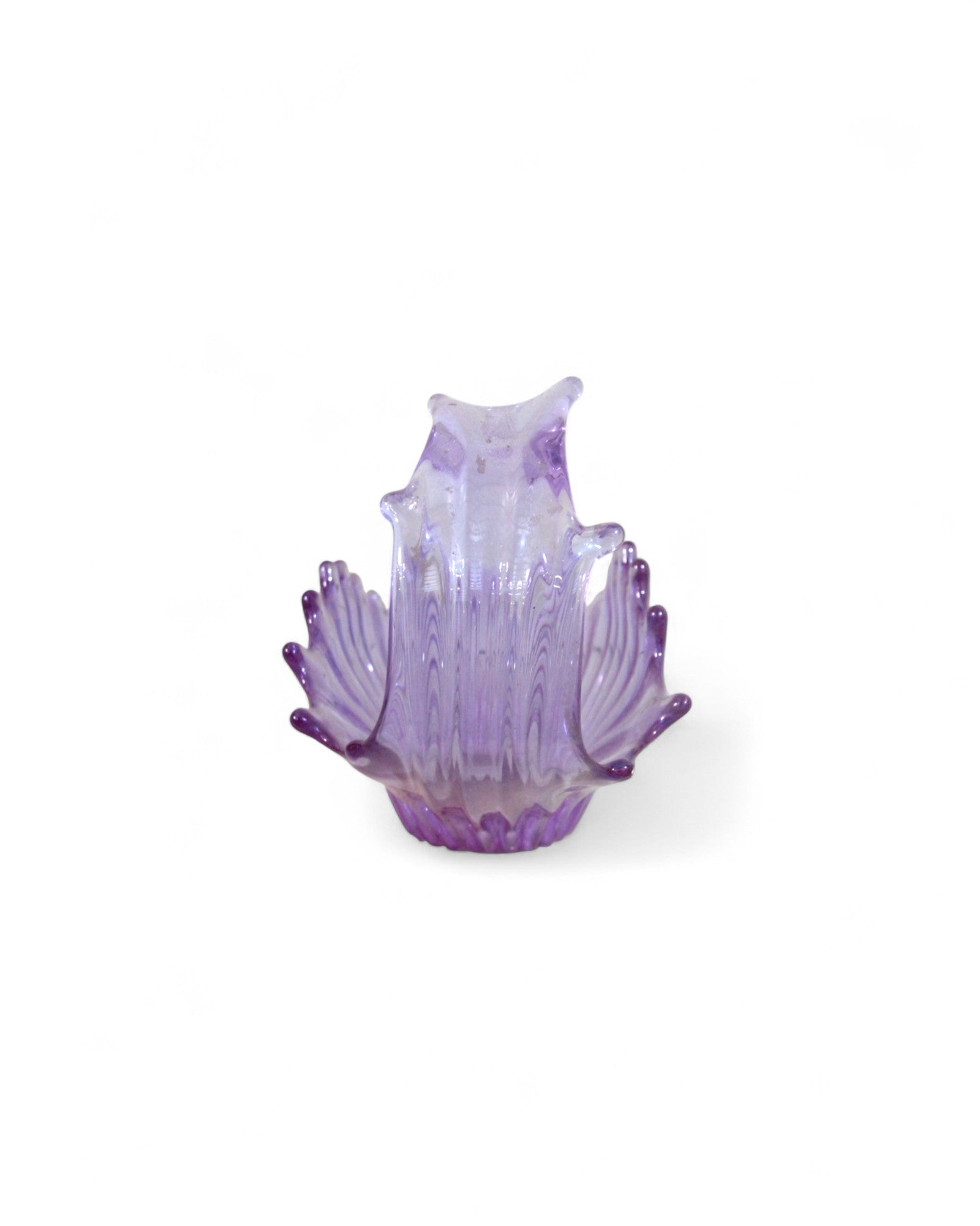 Hand Blown Purple Murano Art Glass Long Vase