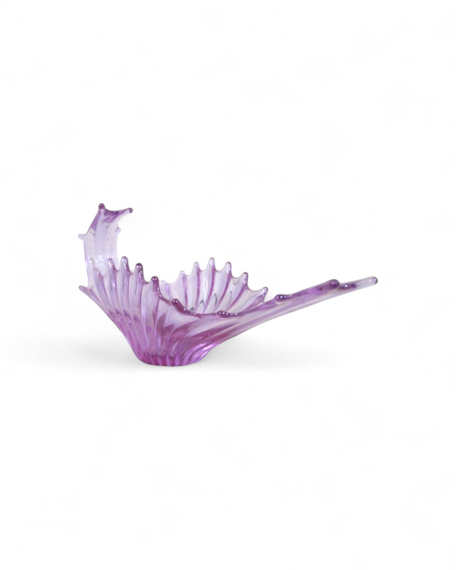 Hand Blown Purple Murano Art Glass Long Vase