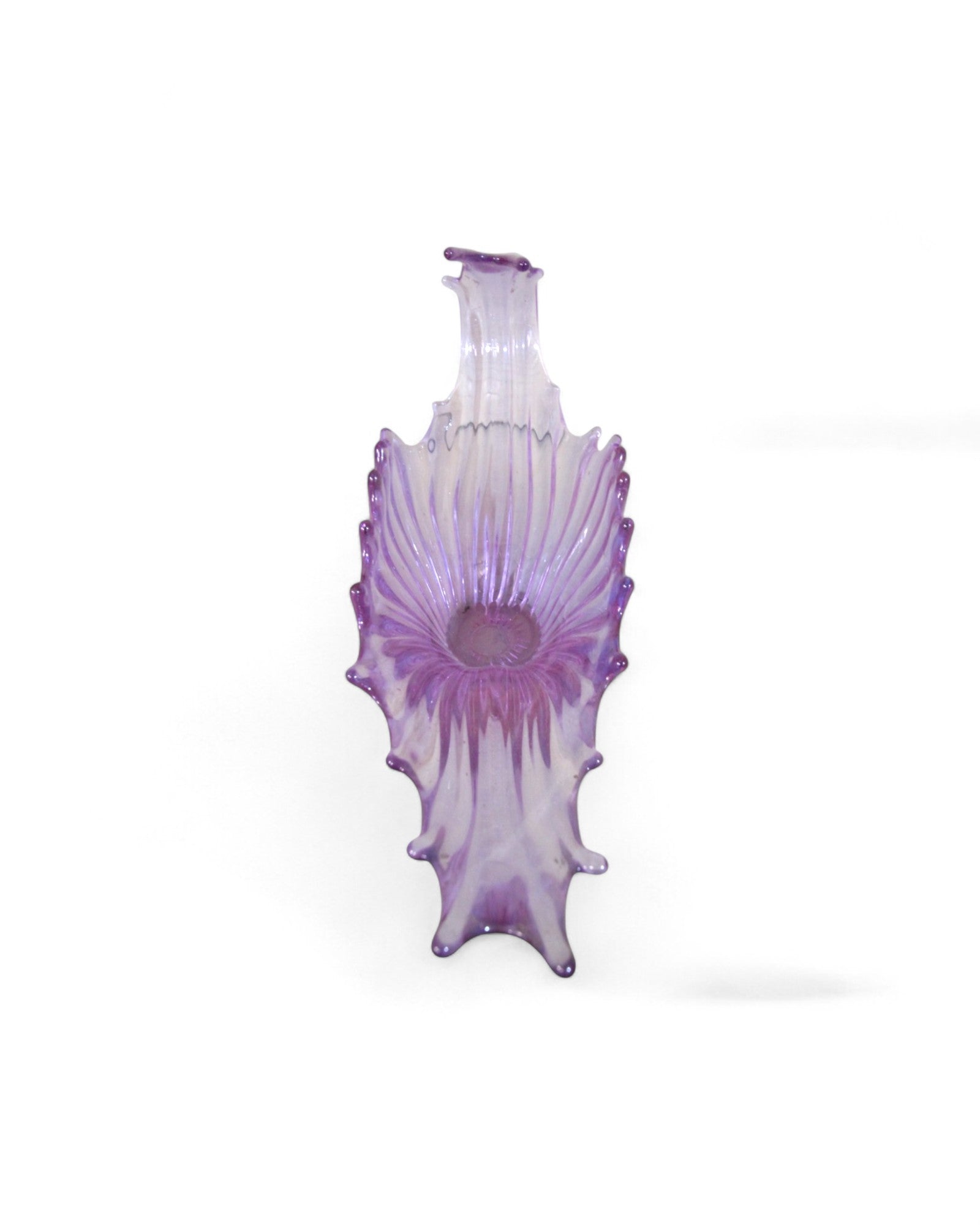 Hand Blown Purple Murano Art Glass Long Vase