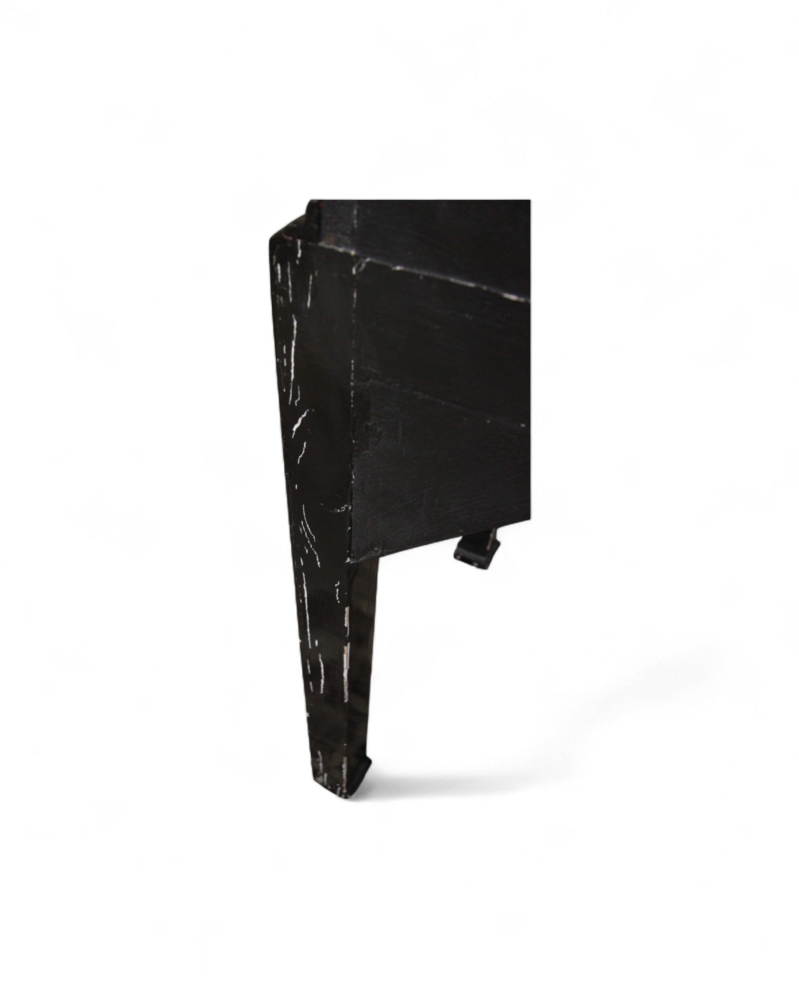 Chinese Black Lacquer Sliding TV Cabinet with Mother-of-Pearl Inlay