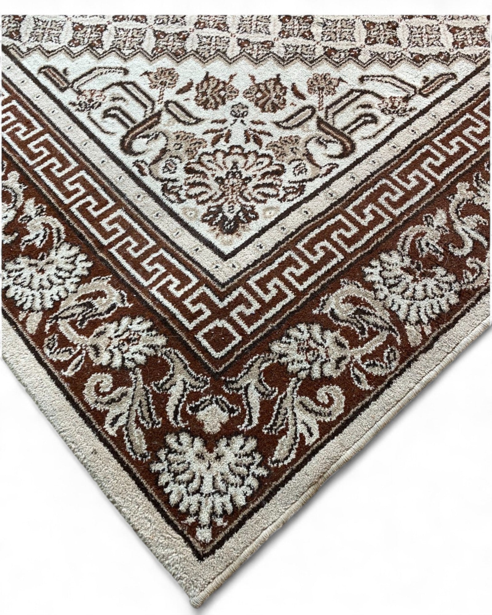 Vintage Persian-Style Machine-Woven Rug in Chocolate and Ivory | 295 x 200cm