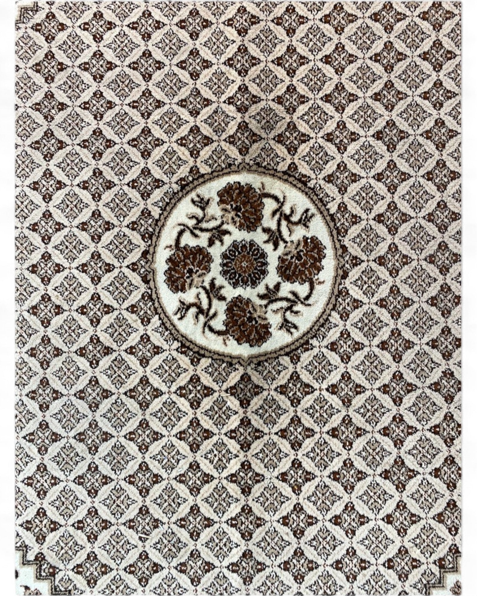 Vintage Persian-Style Machine-Woven Rug in Chocolate and Ivory | 295 x 200cm