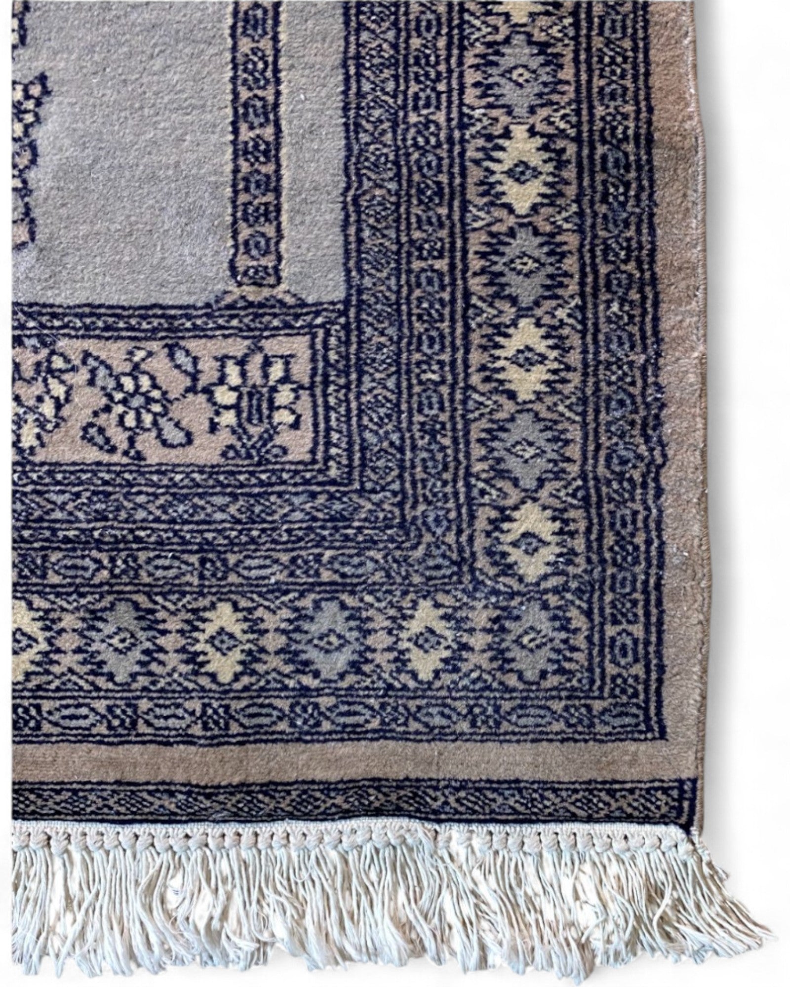 Vintage Turkish Prayer Rug in Grey and Indigo | 128 x 80cm