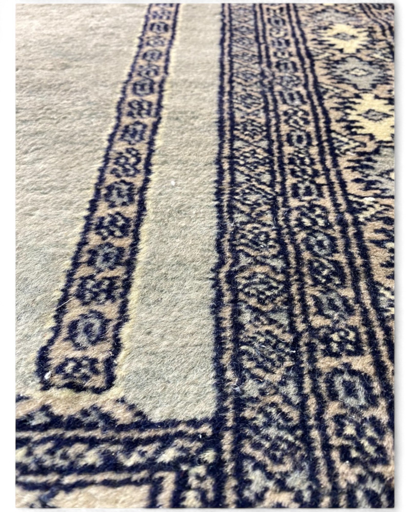 Vintage Turkish Prayer Rug in Grey and Indigo | 128 x 80cm