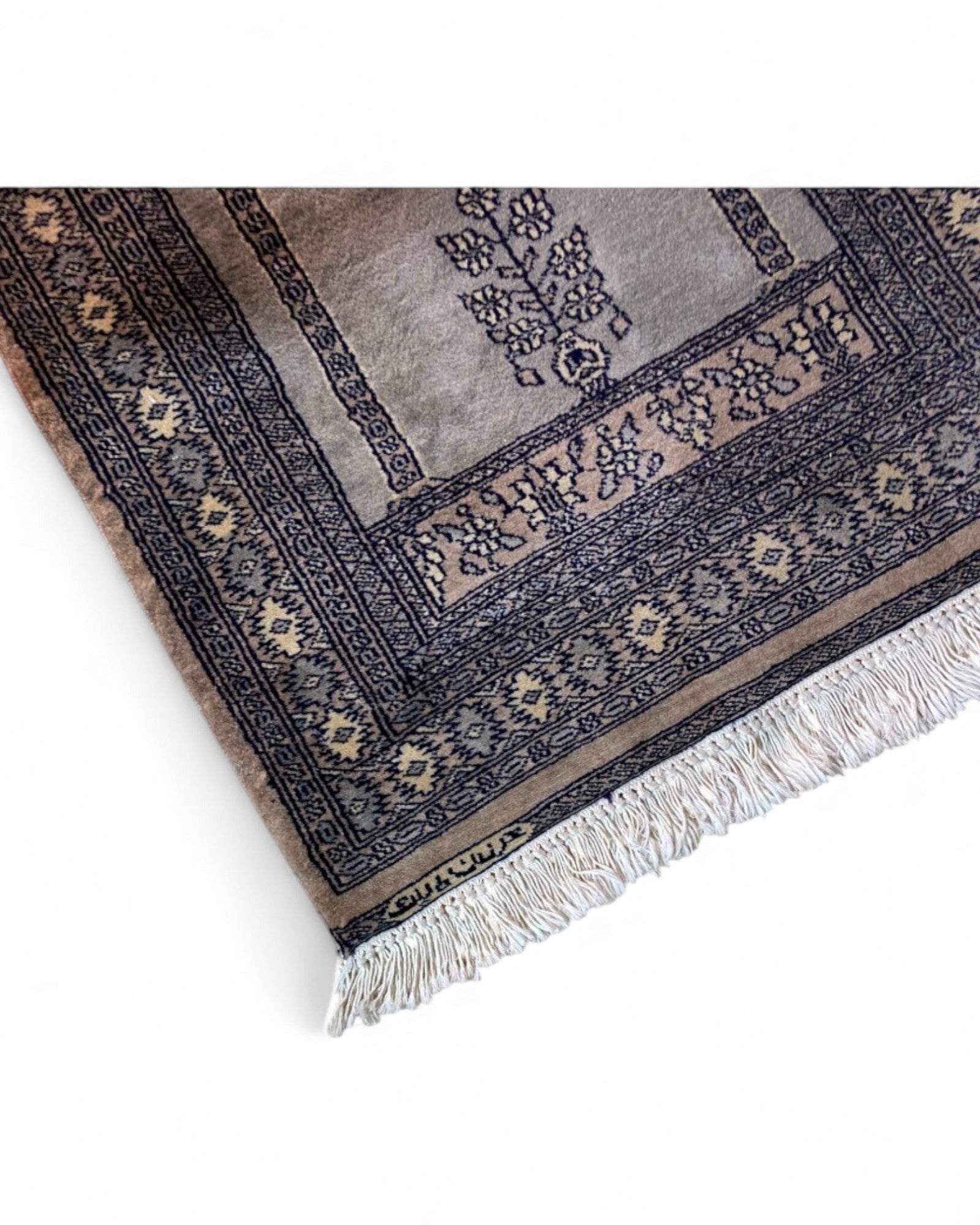 Vintage Turkish Prayer Rug in Grey and Indigo | 128 x 80cm