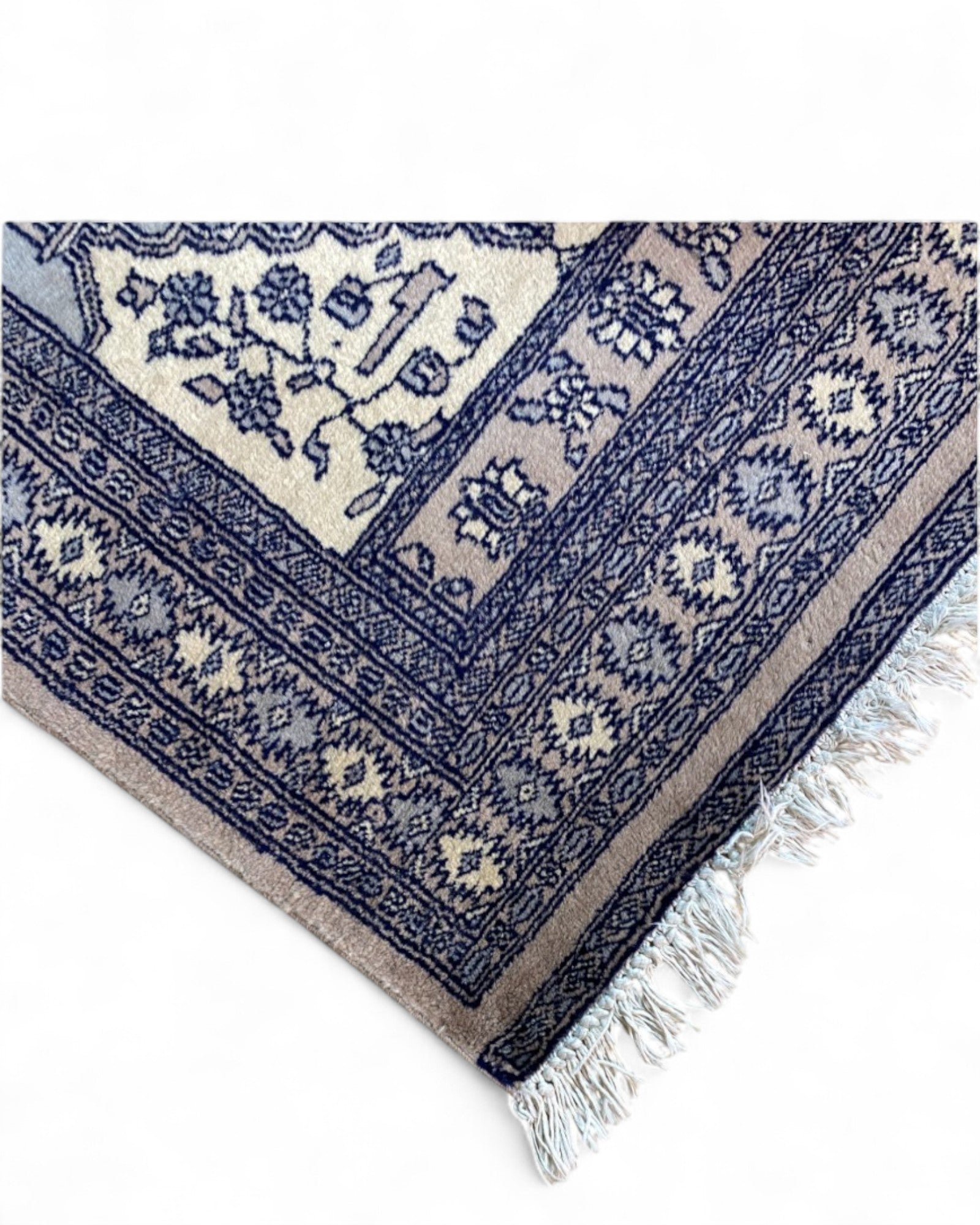 Vintage Turkish Prayer Rug in Grey and Indigo | 128 x 80cm