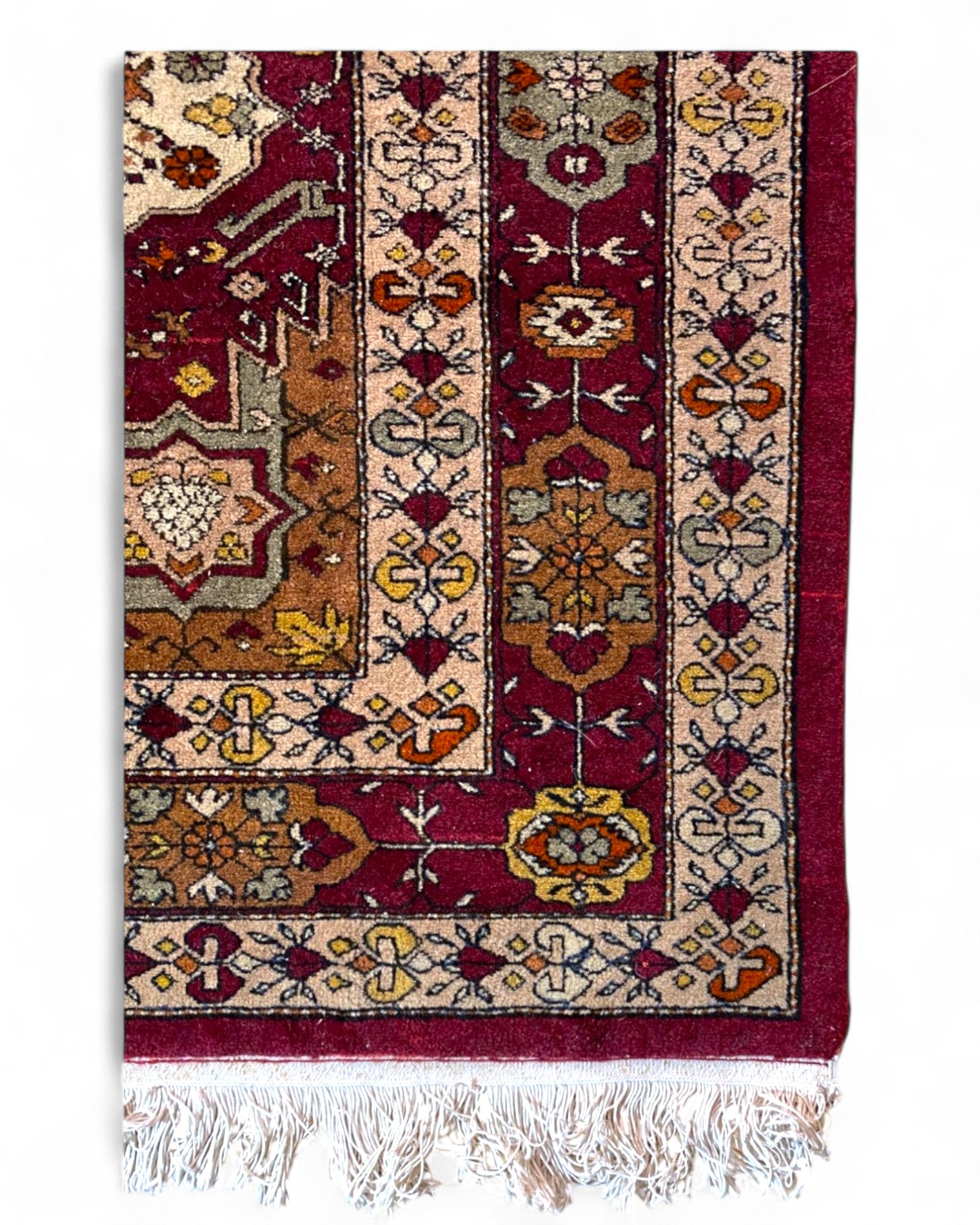 Hand-Knotted Persian-Style Rug in Burgundy, Ivory, and Gold | 230 x 152cm